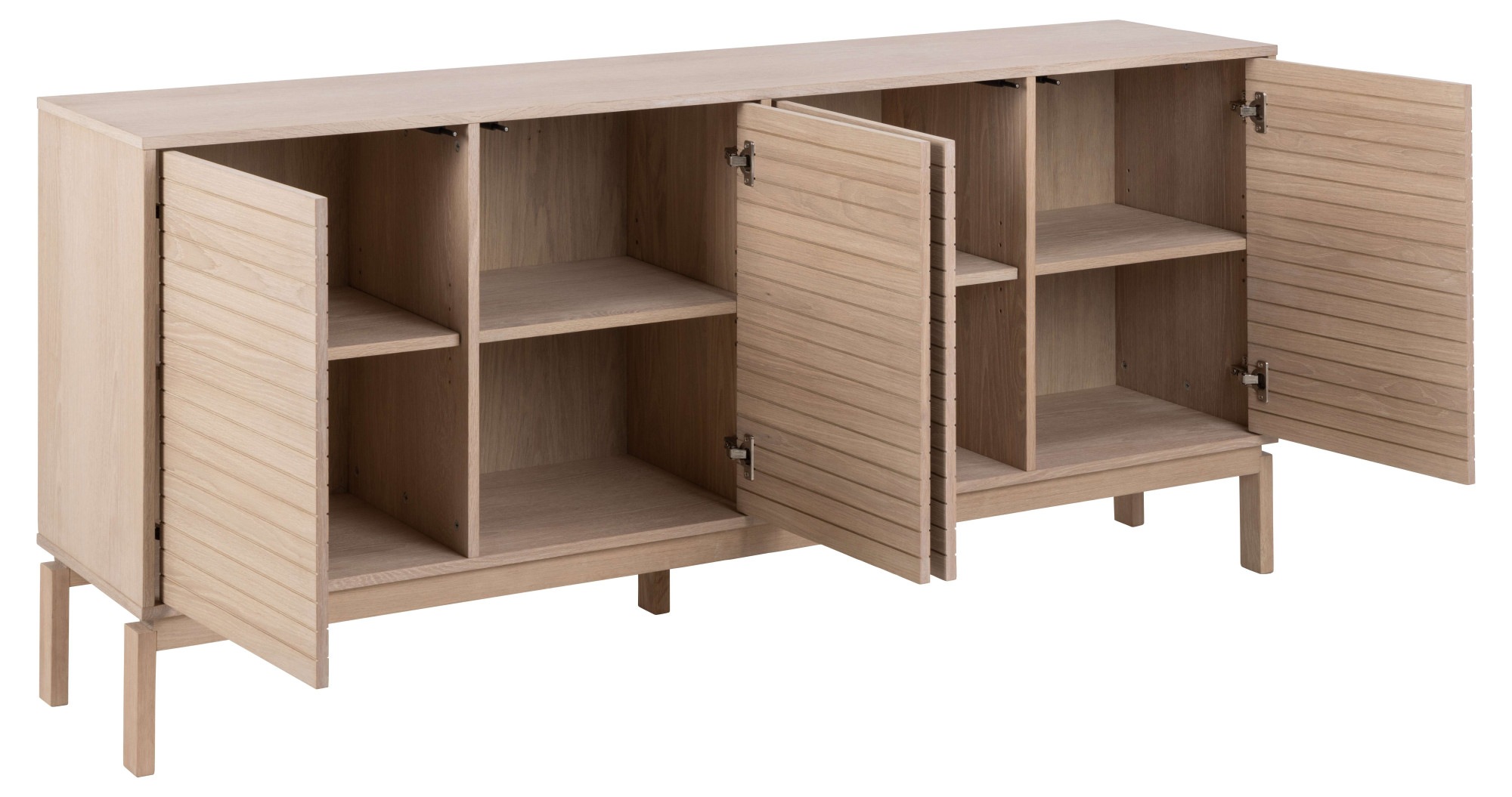 ACTONA GROUP Sideboard »Linley Anrichte, Lamellenfront,«, gerillte Front, Eiche furniert, 4 Türen, 4 E-böden, B: 180 cm