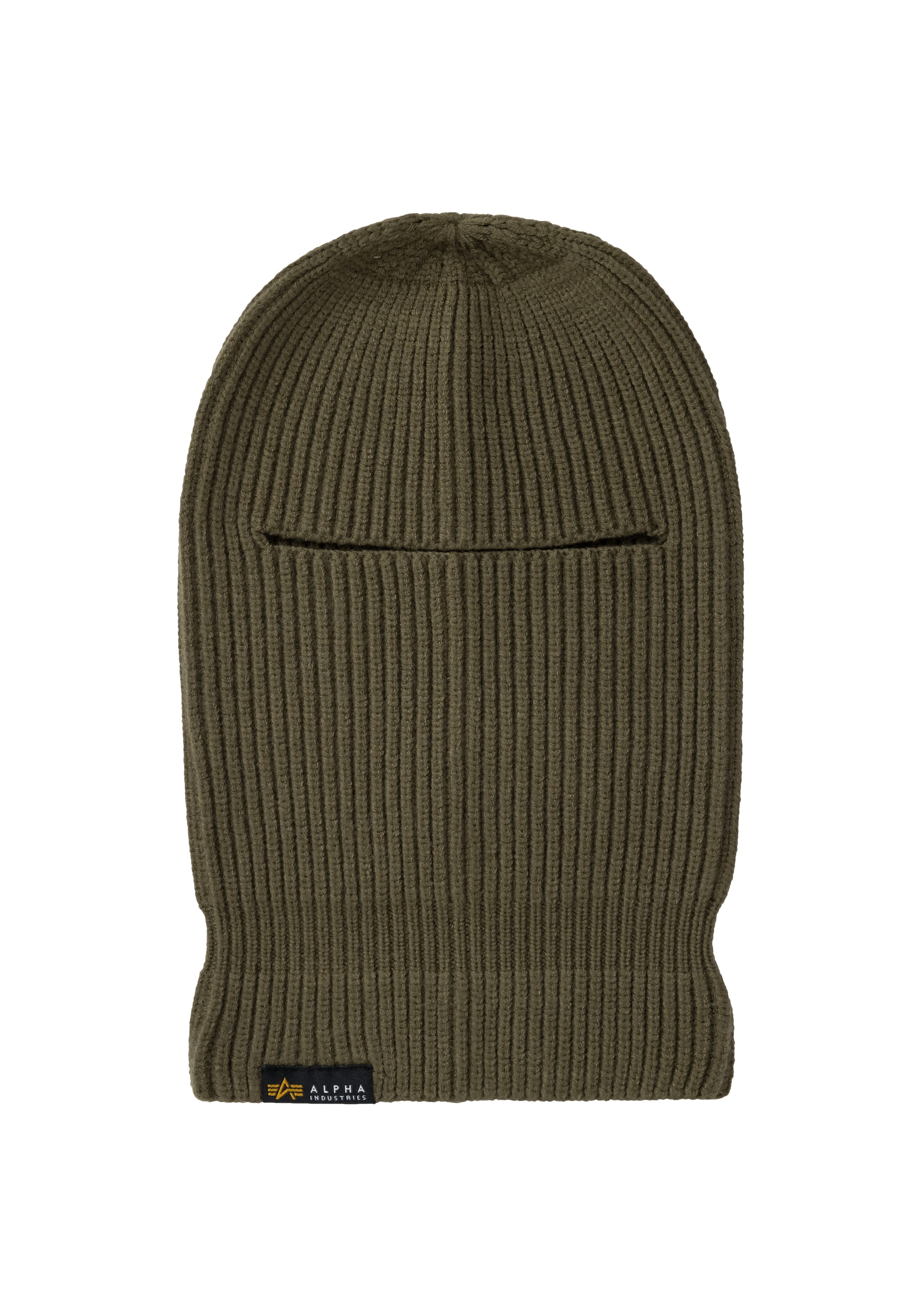 Damen Sturmhaube "Label Balaclava", grün, ALPHA INDUSTRIES, Obermaterial: 47% Viskose, 30% Nylon, 23% Polyester, Mützen