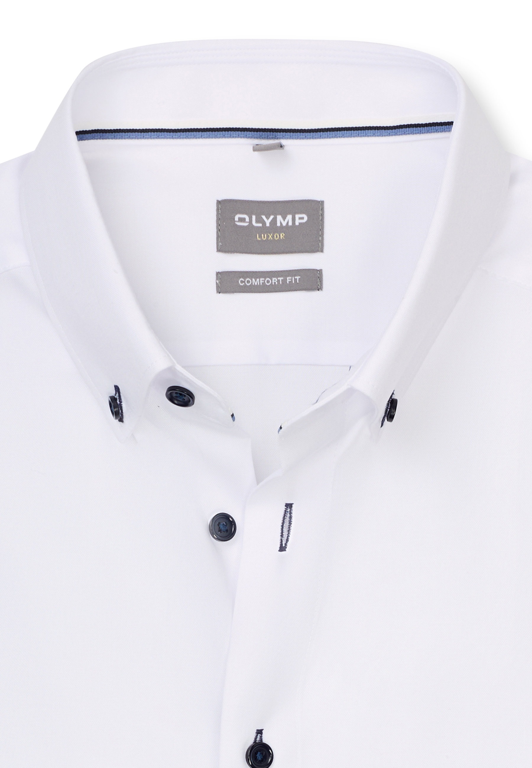 Businesshemd OLYMP "OLYMP Luxor, comfort fit, Button-down", Herren, Gr. 41, Normaler Arm, weiß, 100% Baumwolle, Hemden 6