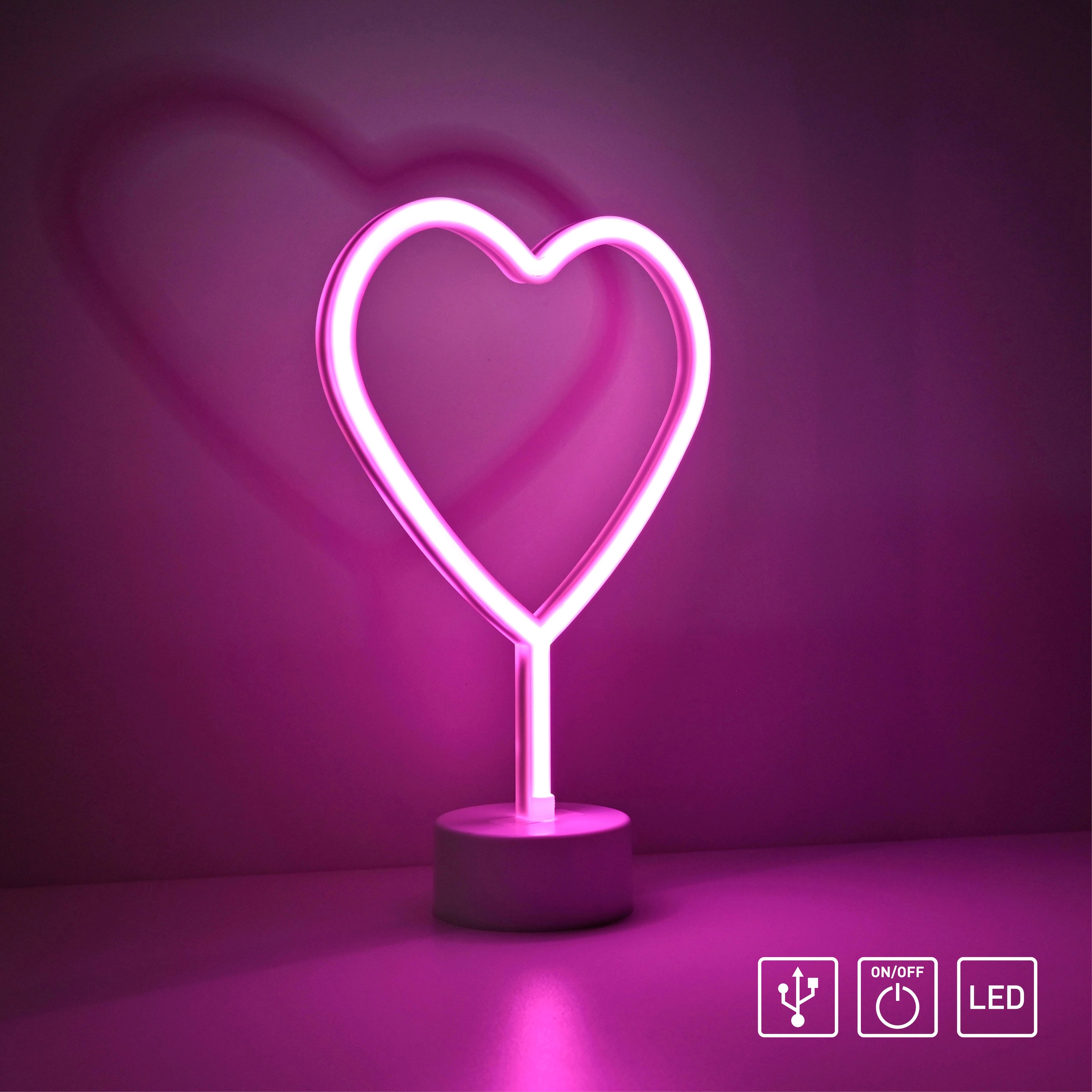 JUST LIGHT LED Wandleuchte »NEON-HERZ«, 1 flammig, Leuchtmittel LED-Board | LED fest integriert