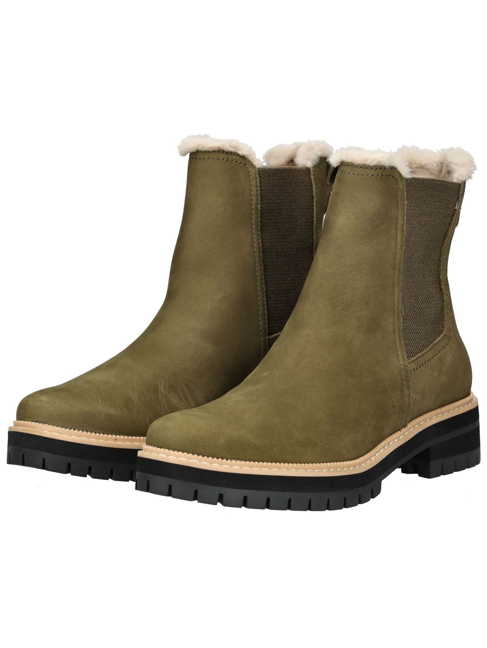 Stiefelette TOMS "TOMS Stiefelette Leder/Textil", Damen, Gr. 39, olive, Leder, Textil, Schuhe Stiefelette 3