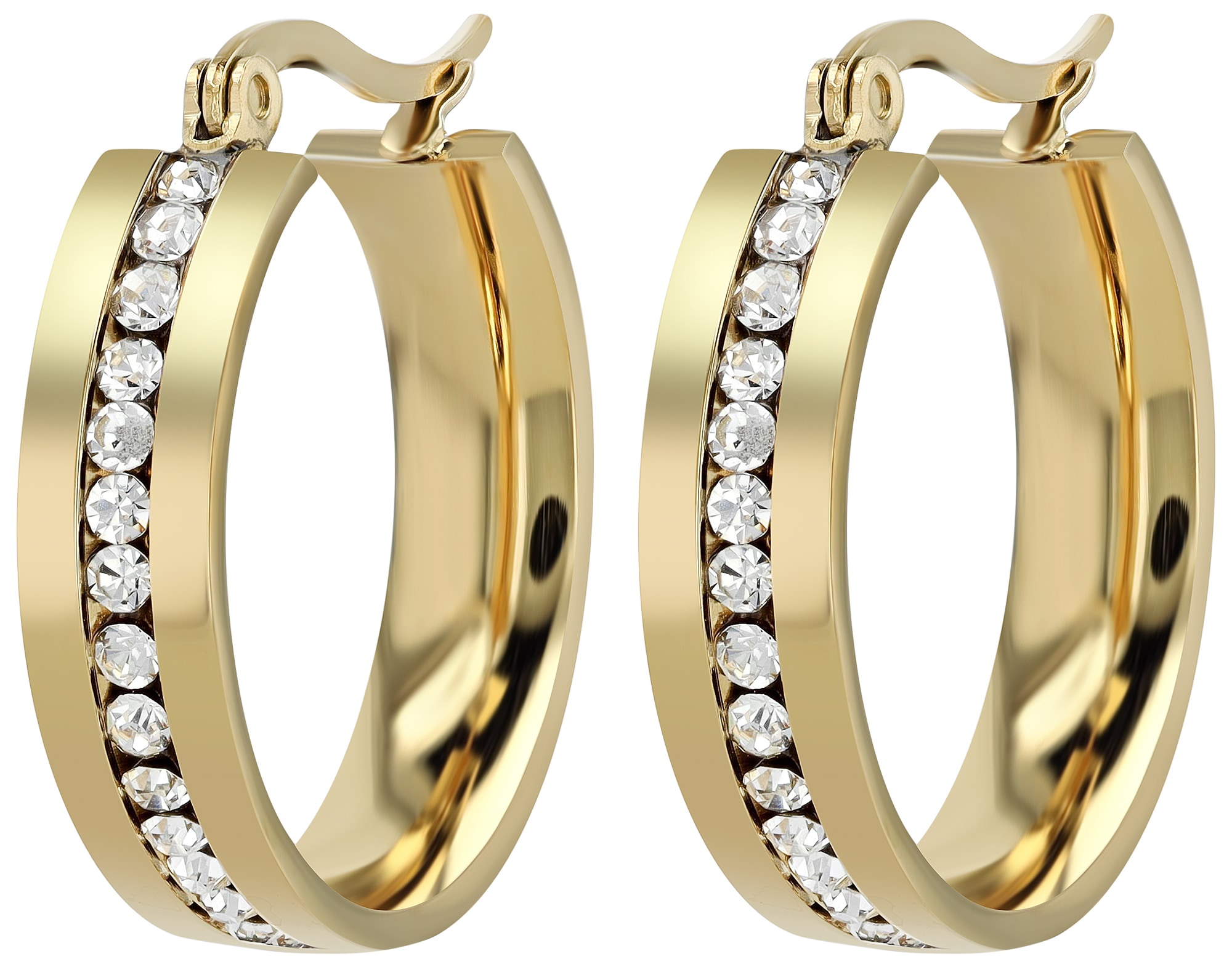 Adelia´s Paar Creolen "Ohrringe – Creole aus Edelstahl mit Strass Steinchen" Perfekt als Geschenk zum Valentinstag