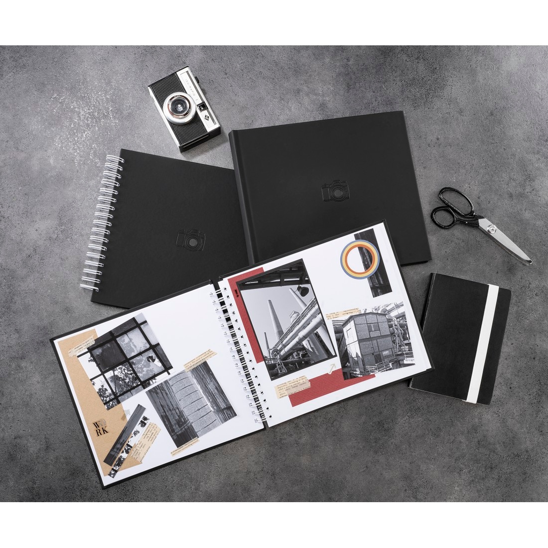 Hama Fotoalbum »Fotoalbum zum selber Einkleben, Selbstgestalten, Spiral-Album 28x24 cm«, Mit 50 weißen Seiten, Kleben, Spiralverschluss, Farbe schwarz
