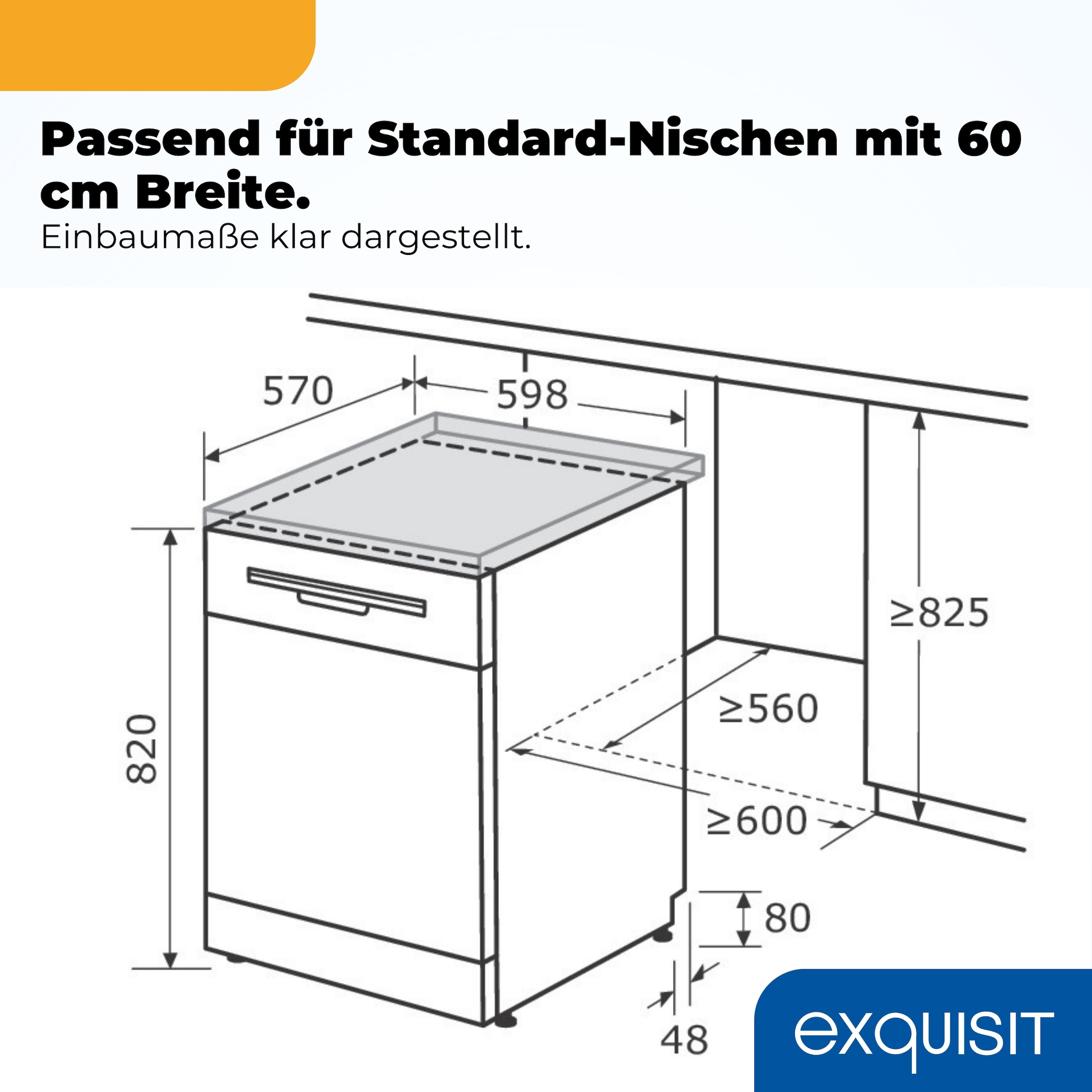 exquisit Standgeschirrspüler 9114 »GSP9114-451D weiss« 11,9 l 14 tlg. Maßgedecke 14 Maßgedecke & flüsterleise 49 dB – stark und angenehm ruhig