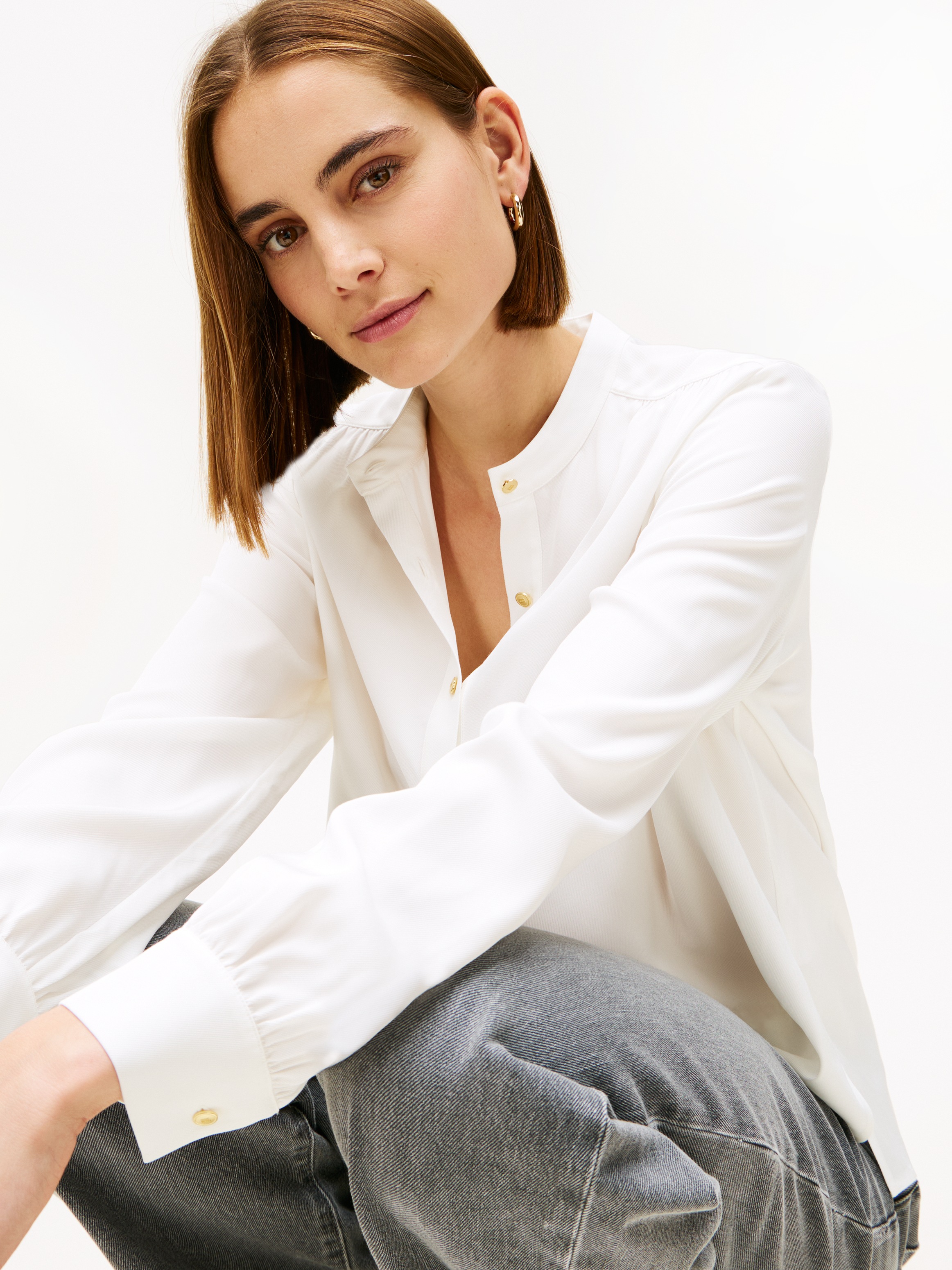 Tommy Hilfiger Langarmbluse "VIS TWILL V-NK BLOUSE" günstig online kaufen