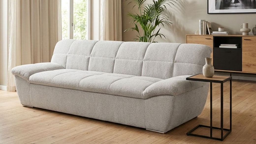 OTTO home 3-Sitzer "Salltum 232 cm breit, formschön, komfortabel" mit Ziernähen in Rücken und im Sitz, pflegeleichter Bezug