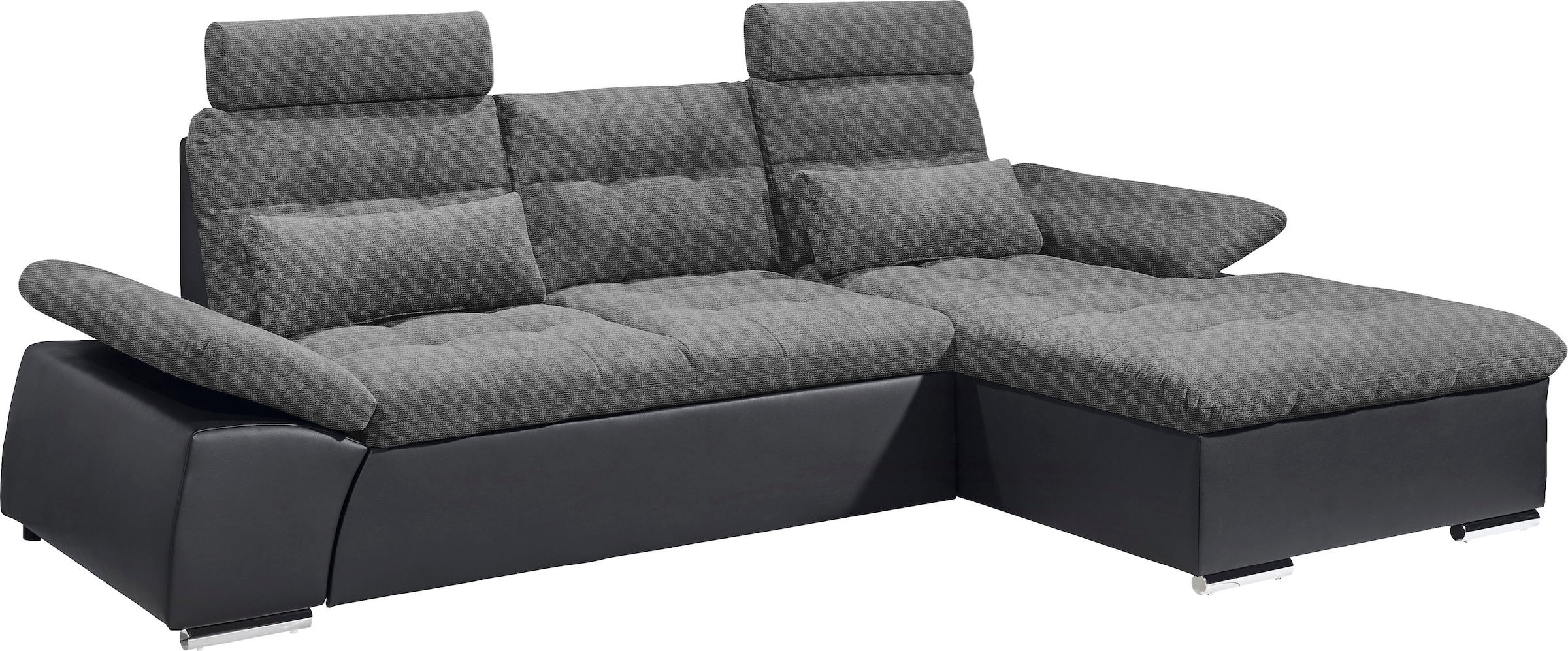 ED EXCITING DESIGN Ecksofa »Jakarta L-Form«, mit Bettfunktion, Kopfstützen, Nierenkissen, Armteilverstellung