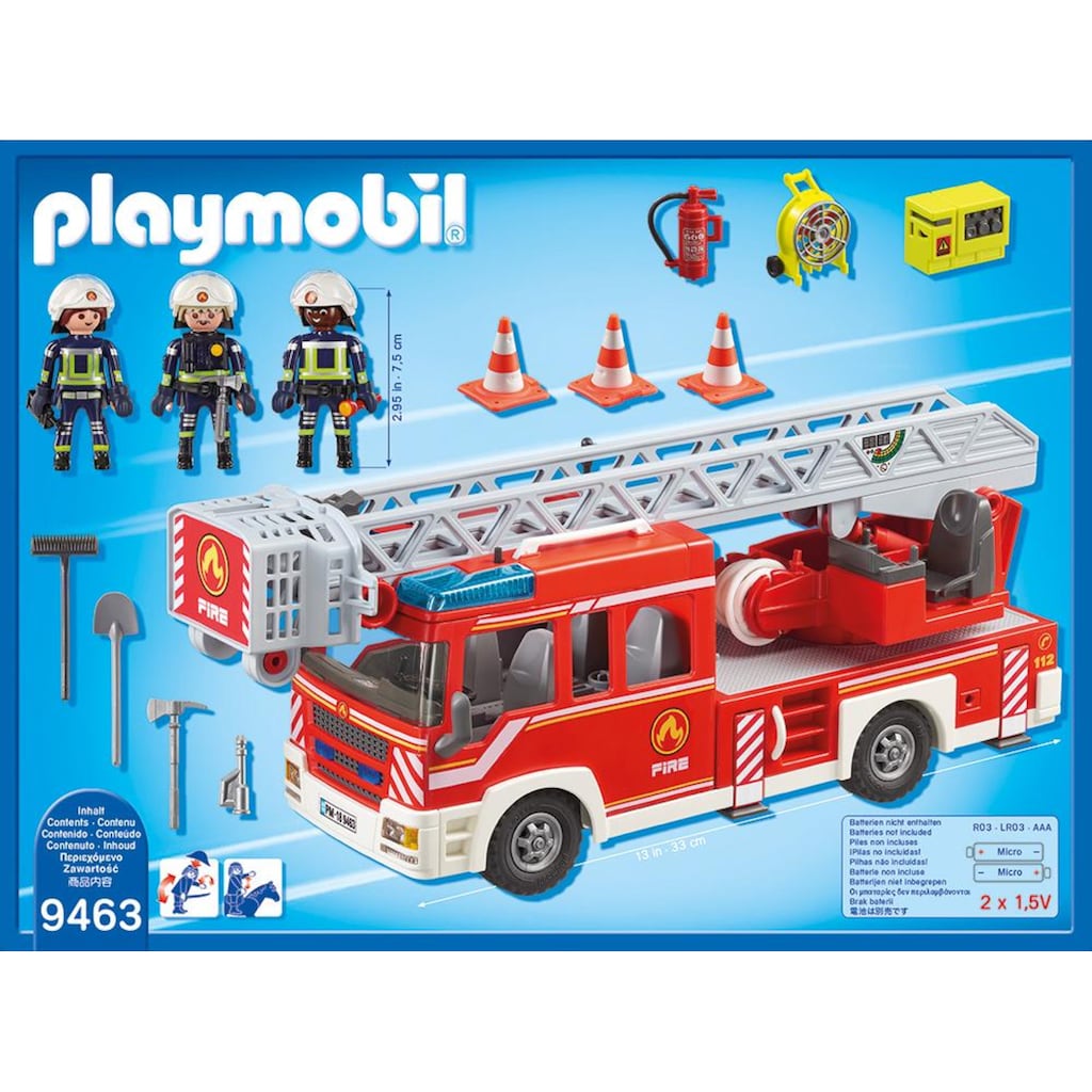 Playmobil® Konstruktions-Spielset »Feuerwehr-Leiterfahrzeug (9463), City Action«, Made in Germany