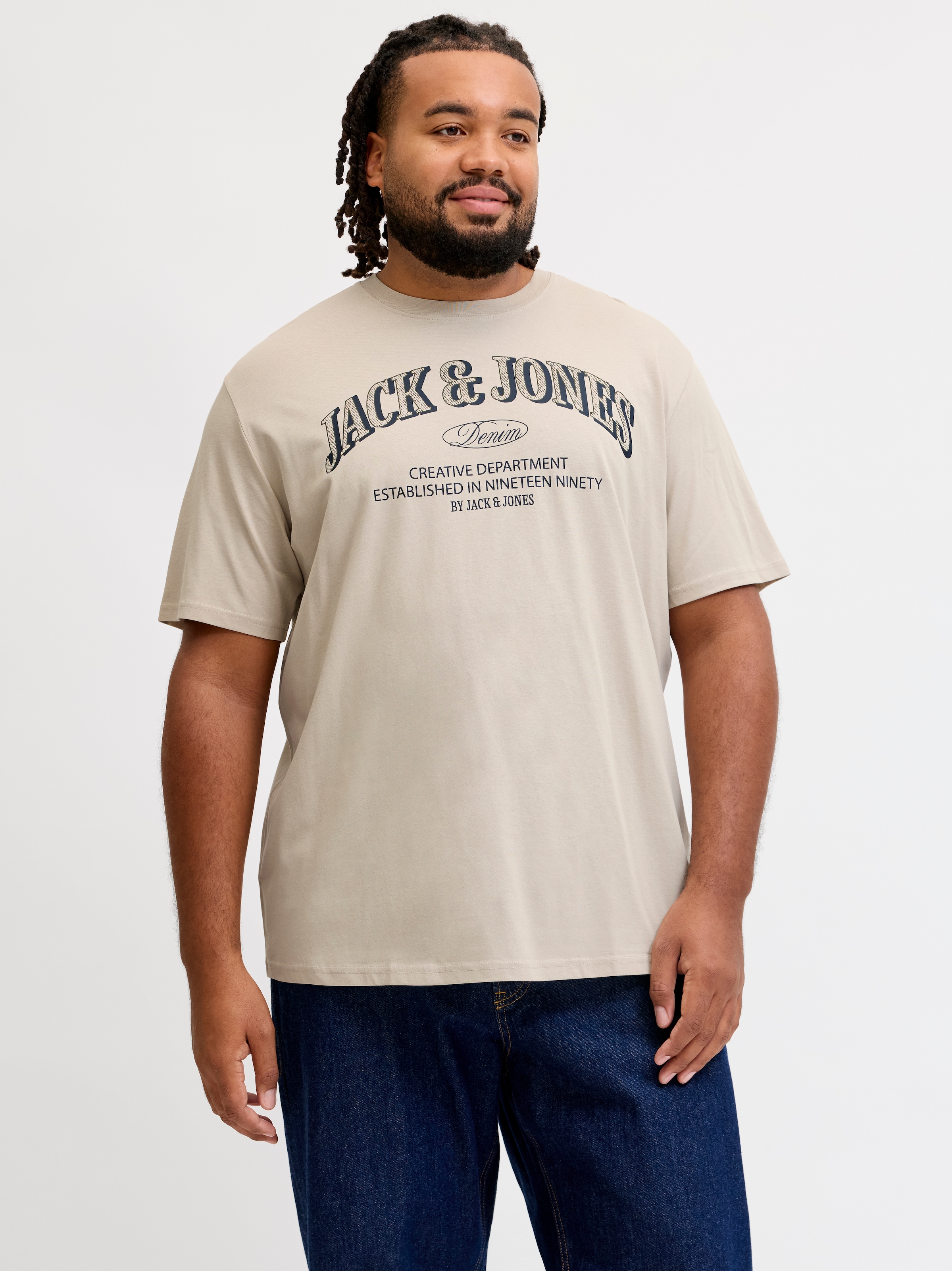 Jack & Jones PlusSize T-Shirt "JJEDENVER LOGO TEE SS O-NECK SN PLS" Baumwolle, locker geschnitten