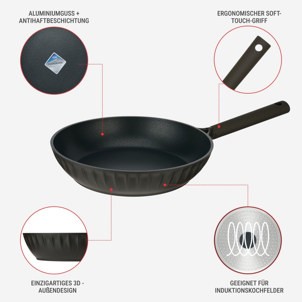 RESTO Kitchenware Bratpfanne »Ascella, antihaftbeschichtet und spülmaschinenfest«, Aluminiumguss, (1 tlg.), Induktion, für alle Herdarten geeignet