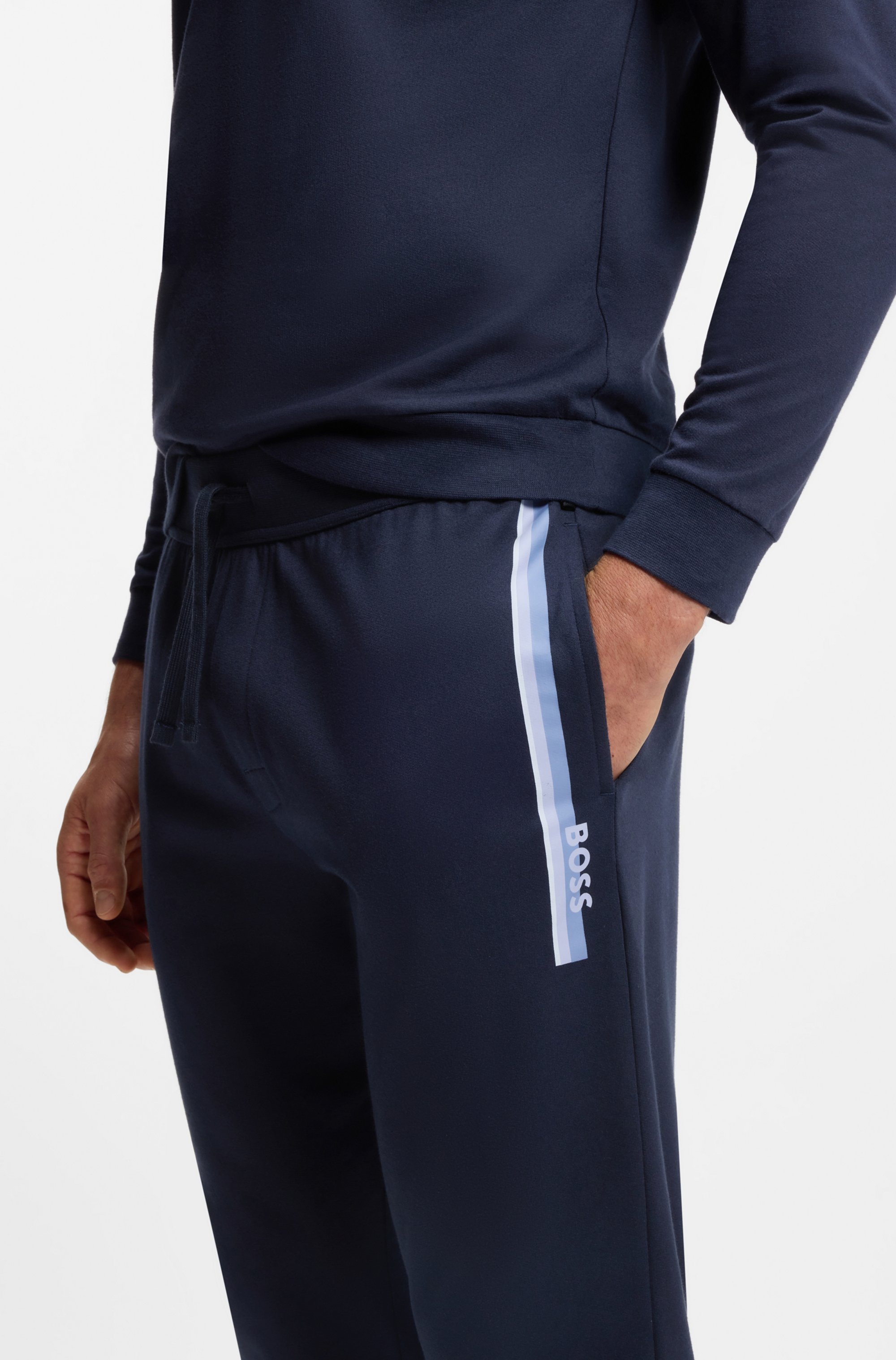 BOSS Jogginghose "Authentic" aus Baumwoll-Terry mit Streifen und Logo günstig online kaufen