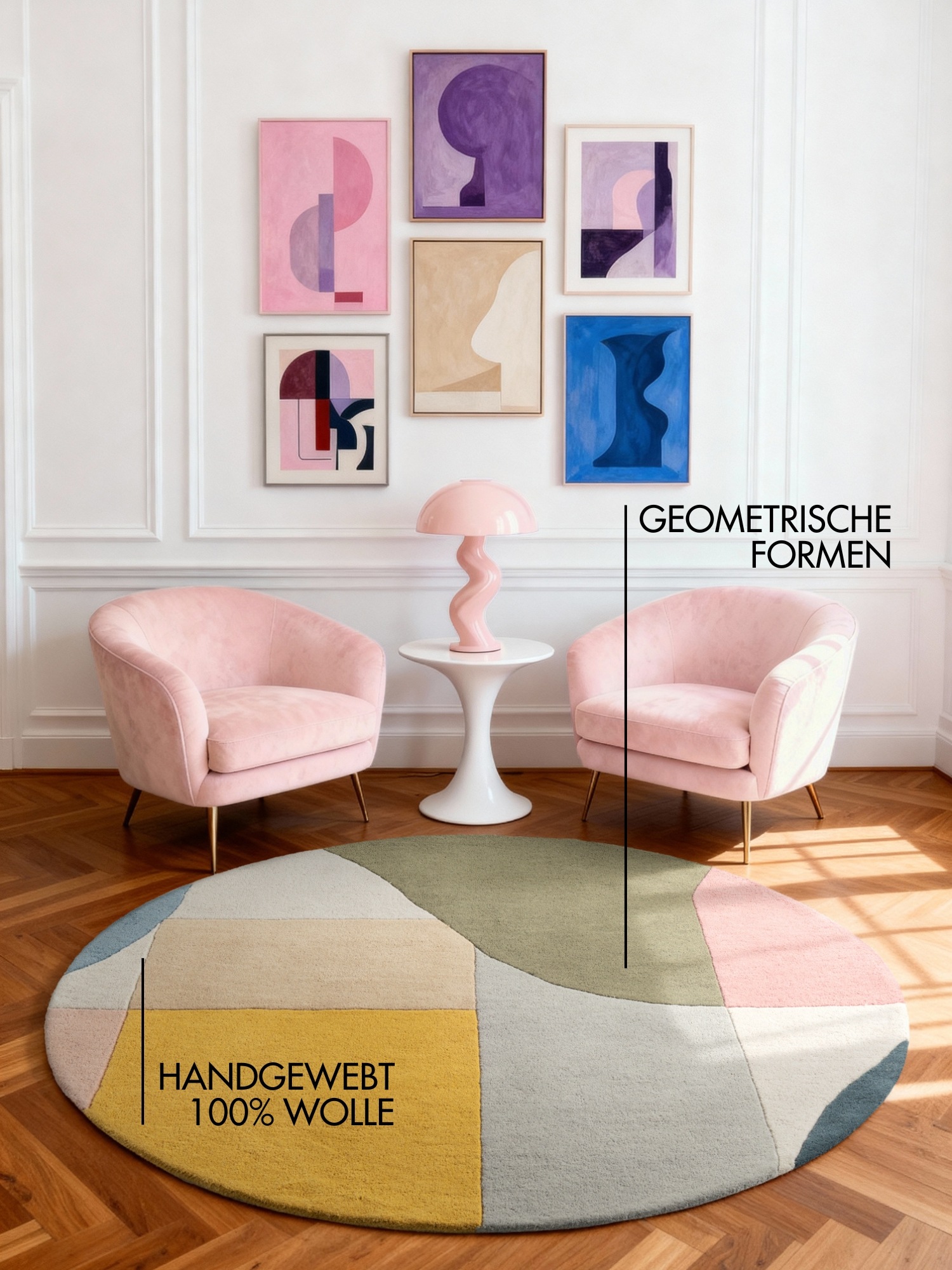 Ted Baker Wollteppich »Curzon« rund 17 mm Höhe Wolle, Naturteppich, Handgemacht, Wohnzimmer, Schlafzimmer, bunt