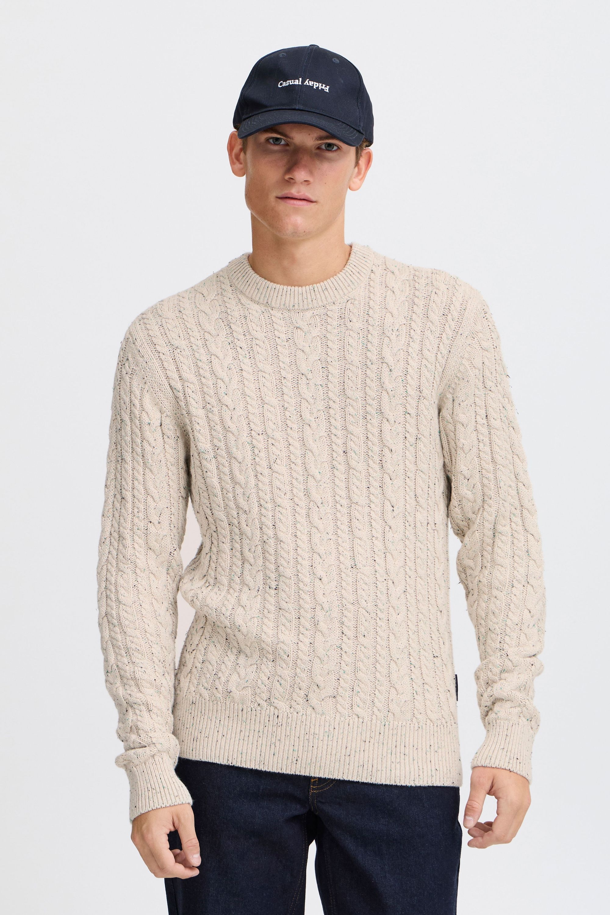 Casual Friday Strickpullover »Strickpullover CFKARL cable crew neck knit with neps«