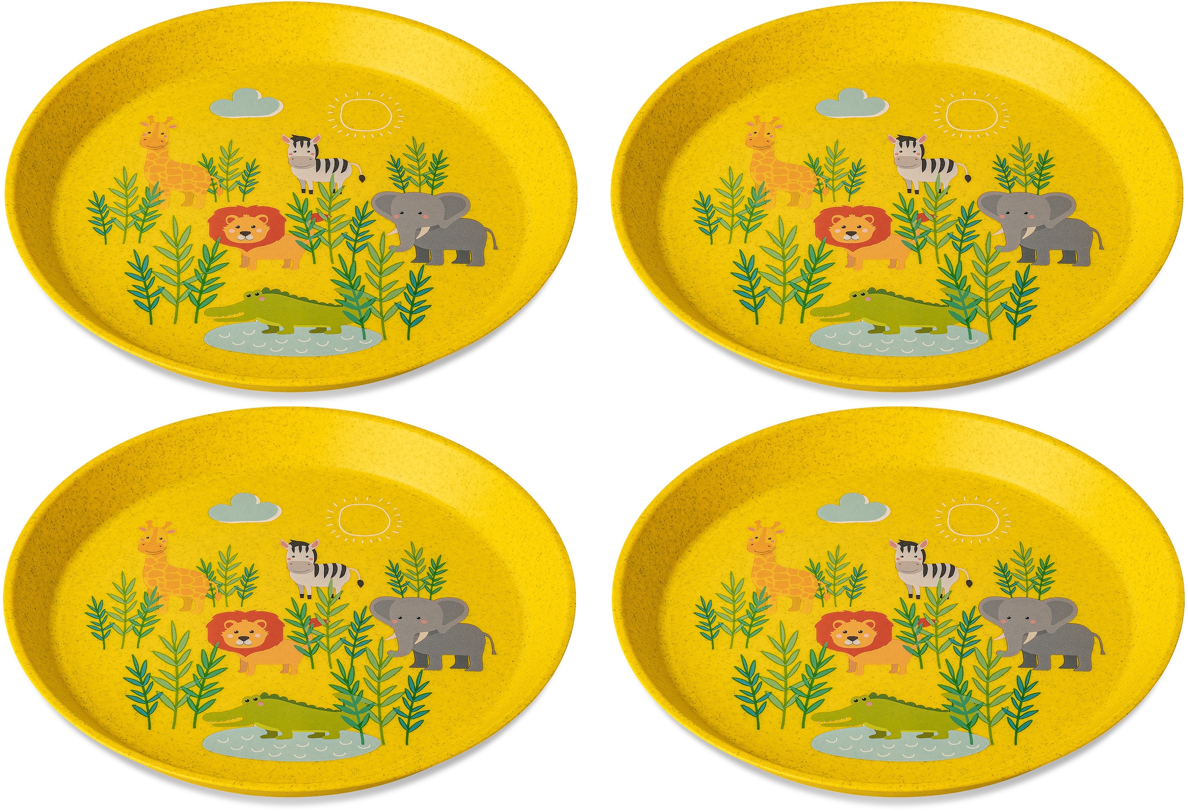 KOZIOL Kunststoffteller "CONNECT PLATE AFRICA", (Set, 4 St., 4x Kleiner Teller 205mm), 100% recycelbar,100% made in Germ