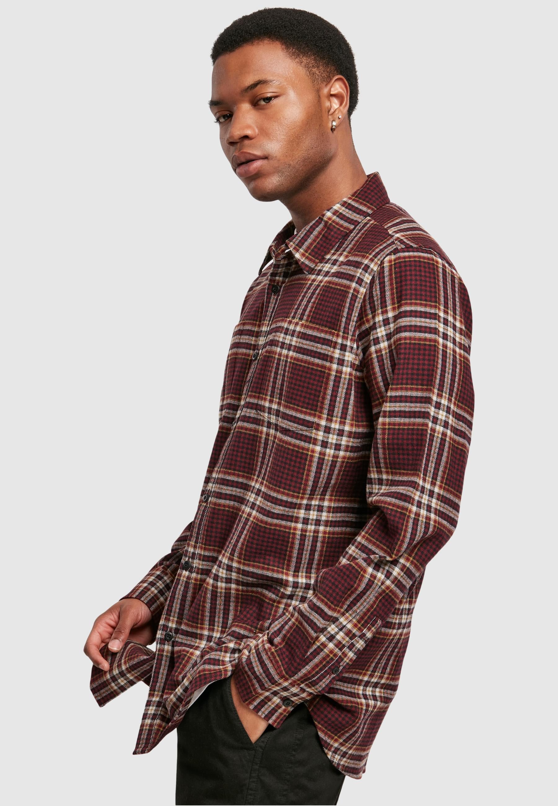 URBAN CLASSICS Langarm-Poloshirt »Urban Classics Herren Checked Campus Shirt«, (1 tlg.)