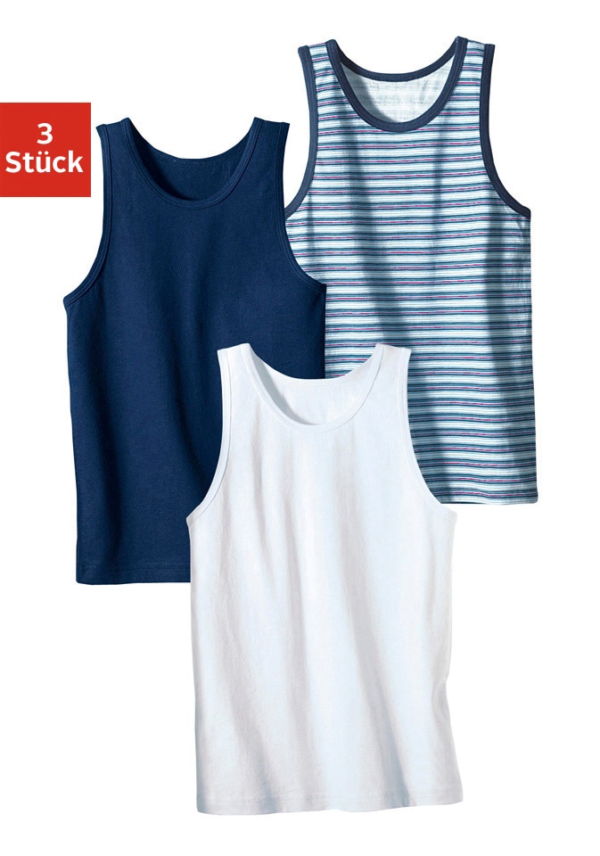 H.I.S Unterhemd "Achseltop" Packung, 3 Stk. gestreift und unifarben, Tanktop, Rundhalsausschnitt
