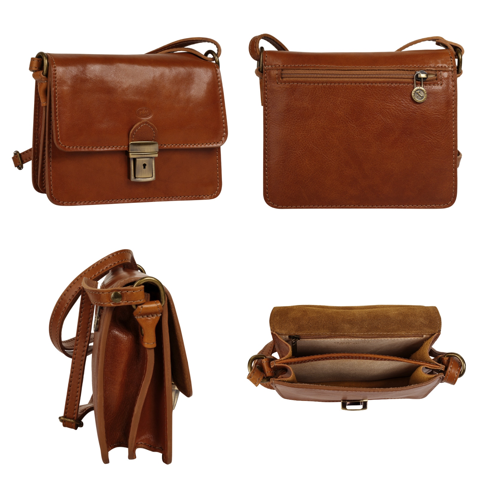 Piké Umhängetasche, echt Leder, Made in Italy