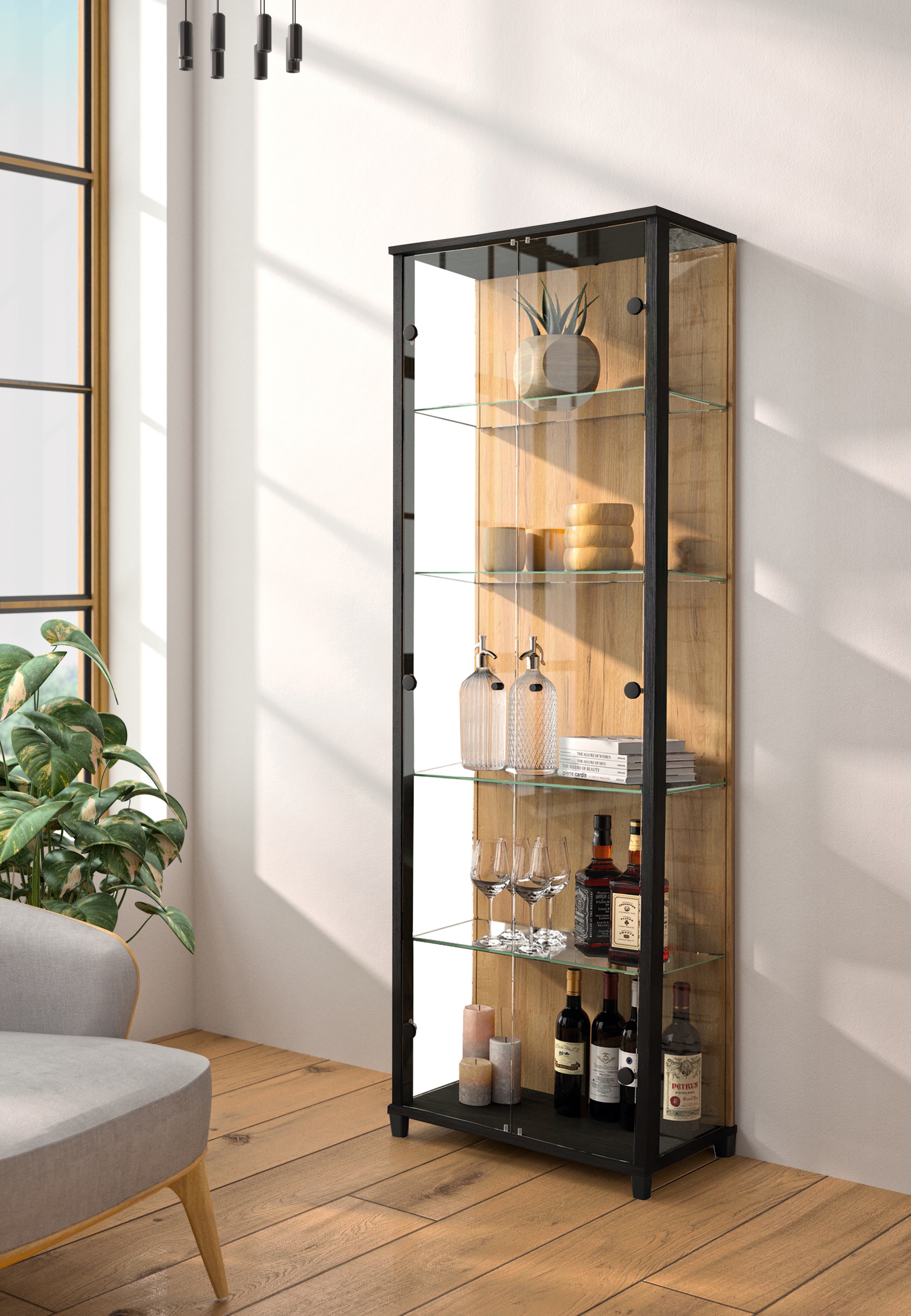 fif möbel Vitrine "OPTIMA", Standvitrine, Vitrinenschrank, Glasvitrine, Sam günstig online kaufen