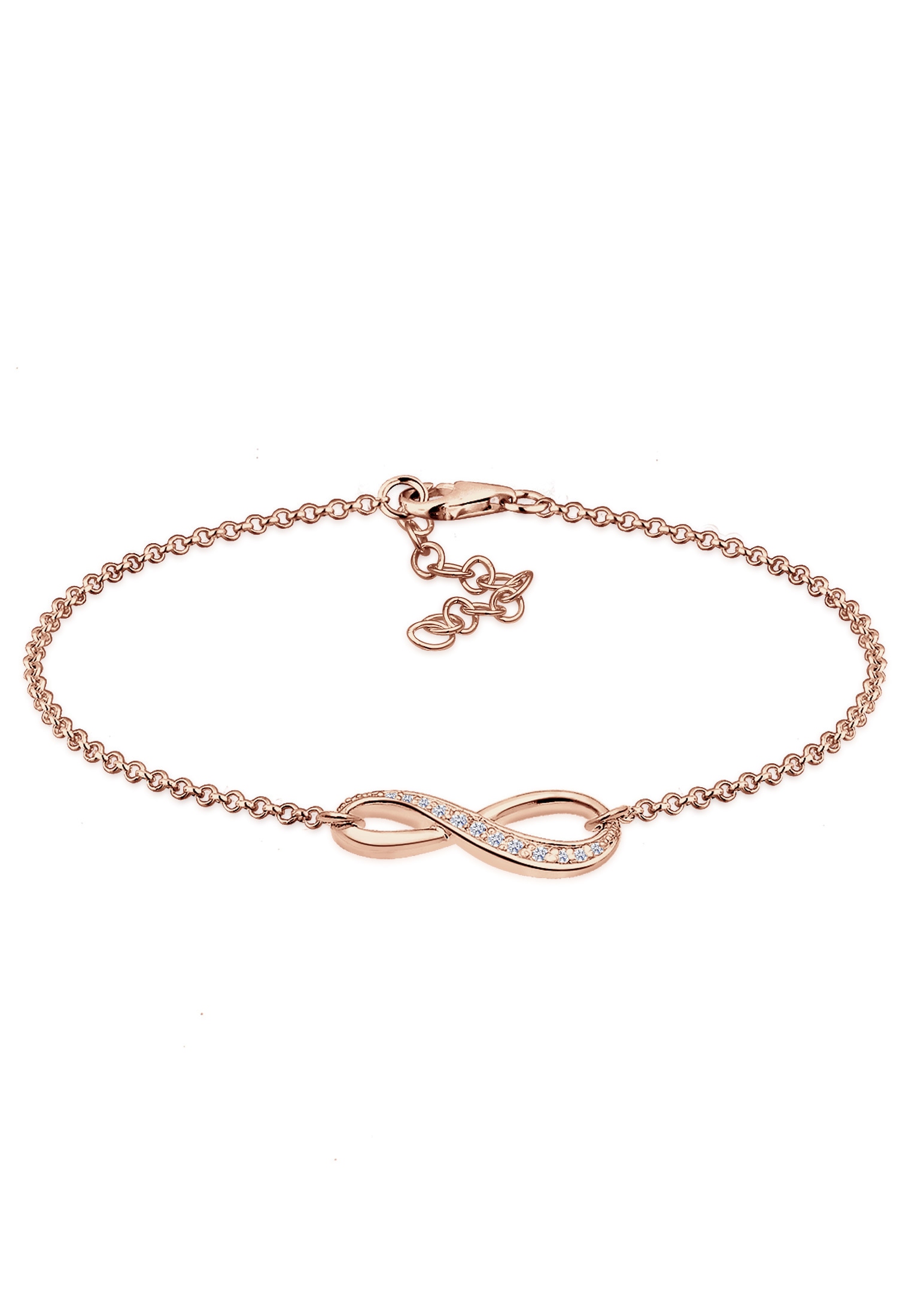 ELLI Damen Armband "Infinity/Unendlichkeit mit Zirkonia 925 Silber", 20cm,mit Steinen, Silber 925 (Sterlingsilber), rosa, Silber 925