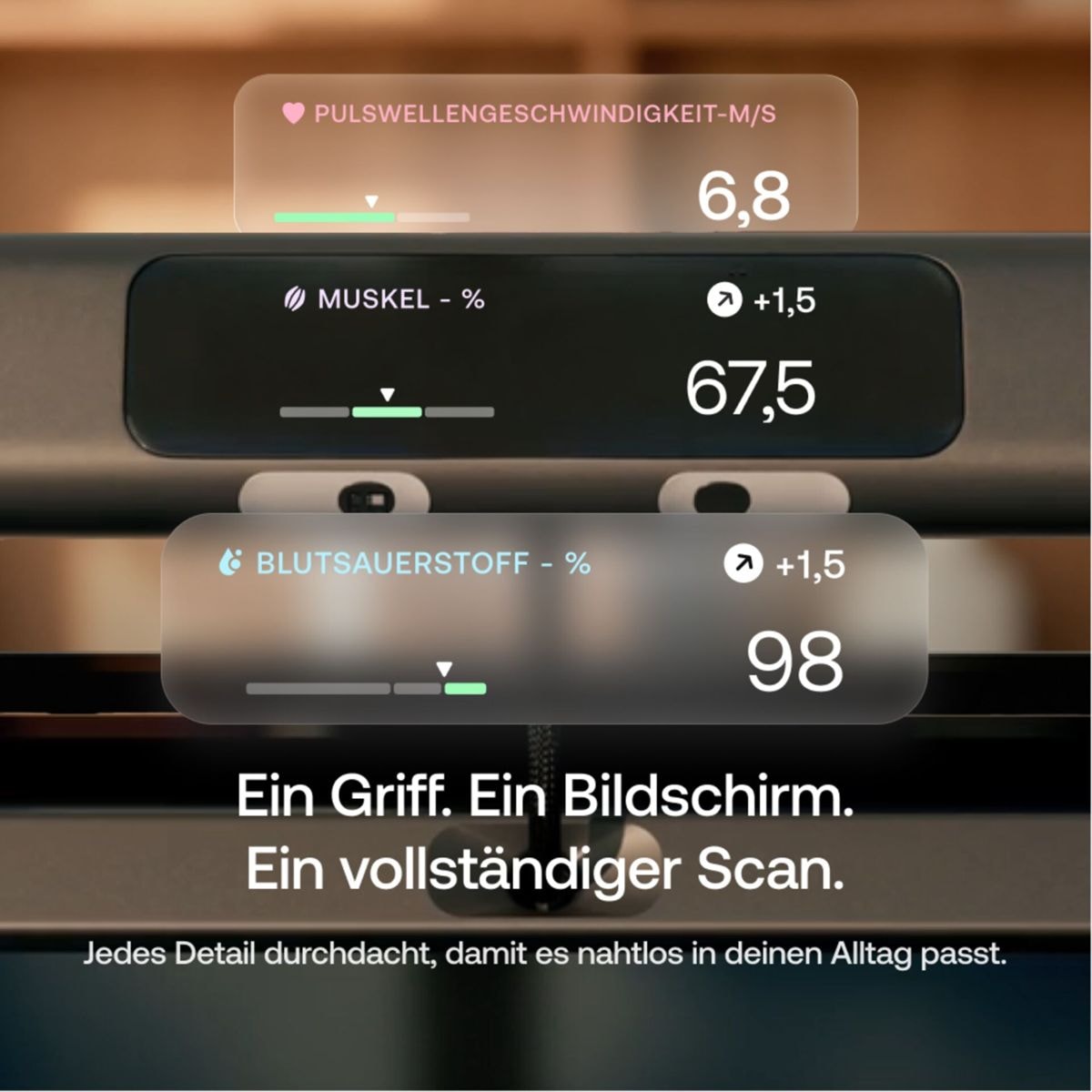 Withings Körper-Analyse-Waage »Withings BodyScan2: Ganzkörperanalyse für Herz & Stoffwechsel« 6-Kanal-EKG • Vorhofflimmern-Erkennung • SpO₂ • Nervengesundheit
