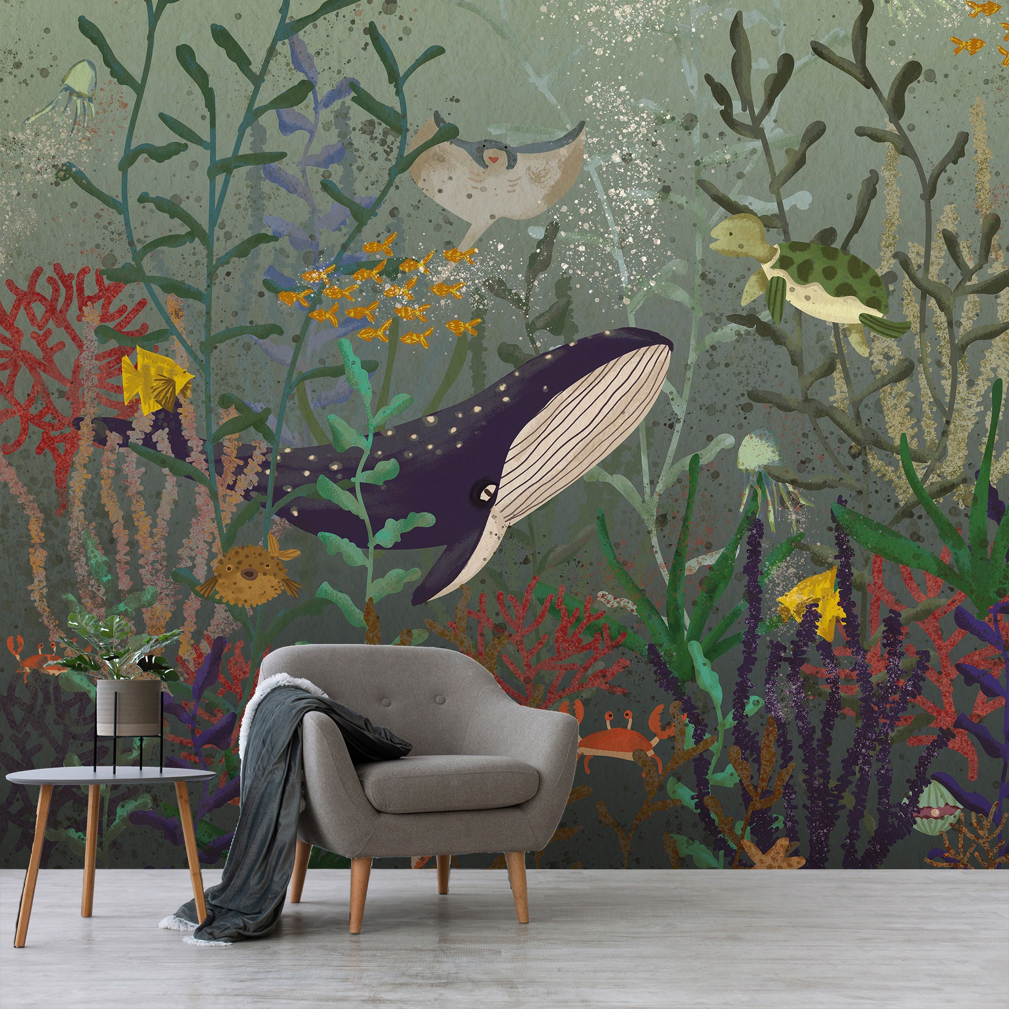 Fototapete "Unter dem Meer", B/L: x 2,8mm, Rollen:blau, ART FOR THE HOME, Wohnzimmer, Tapeten, Design Tapeten