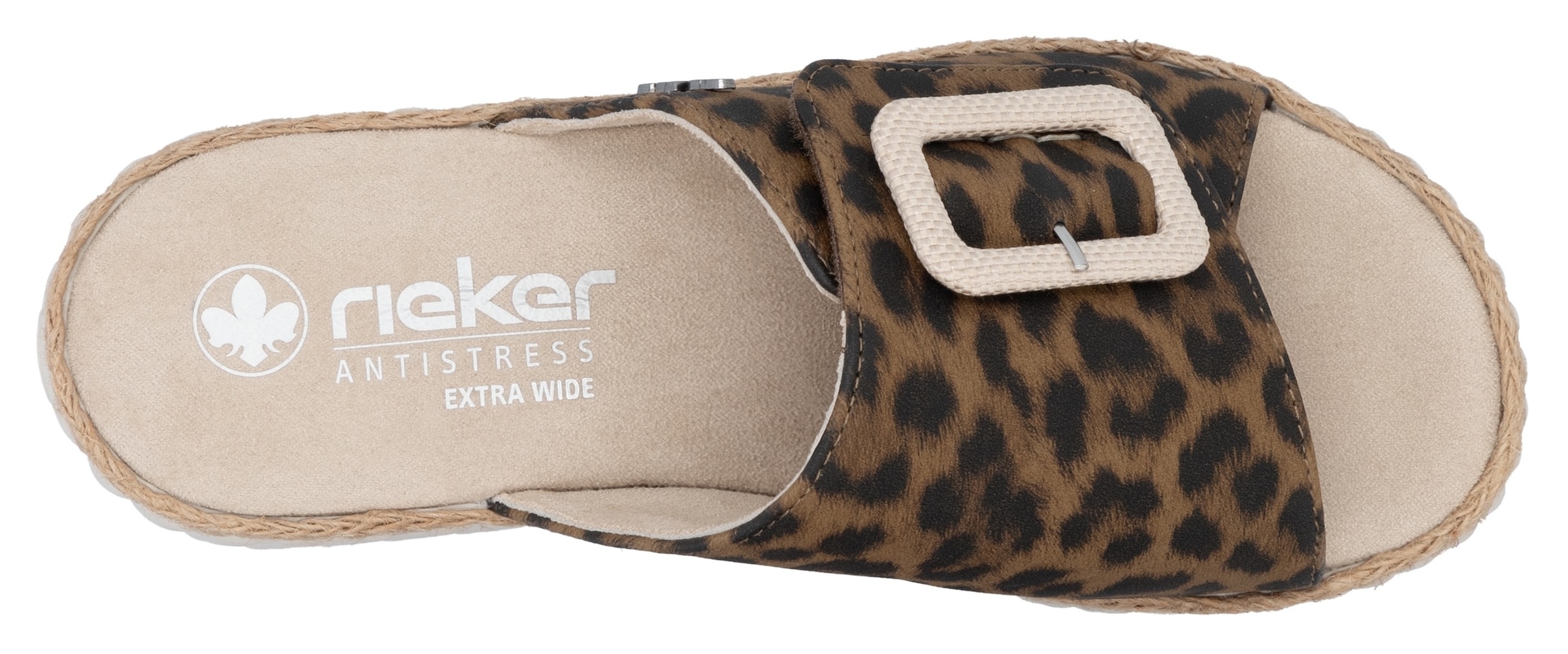 Rieker Pantolette, Sommerschuh, Strandschuh, Urlaubschuh, Hausschuh mit Klettverschluss