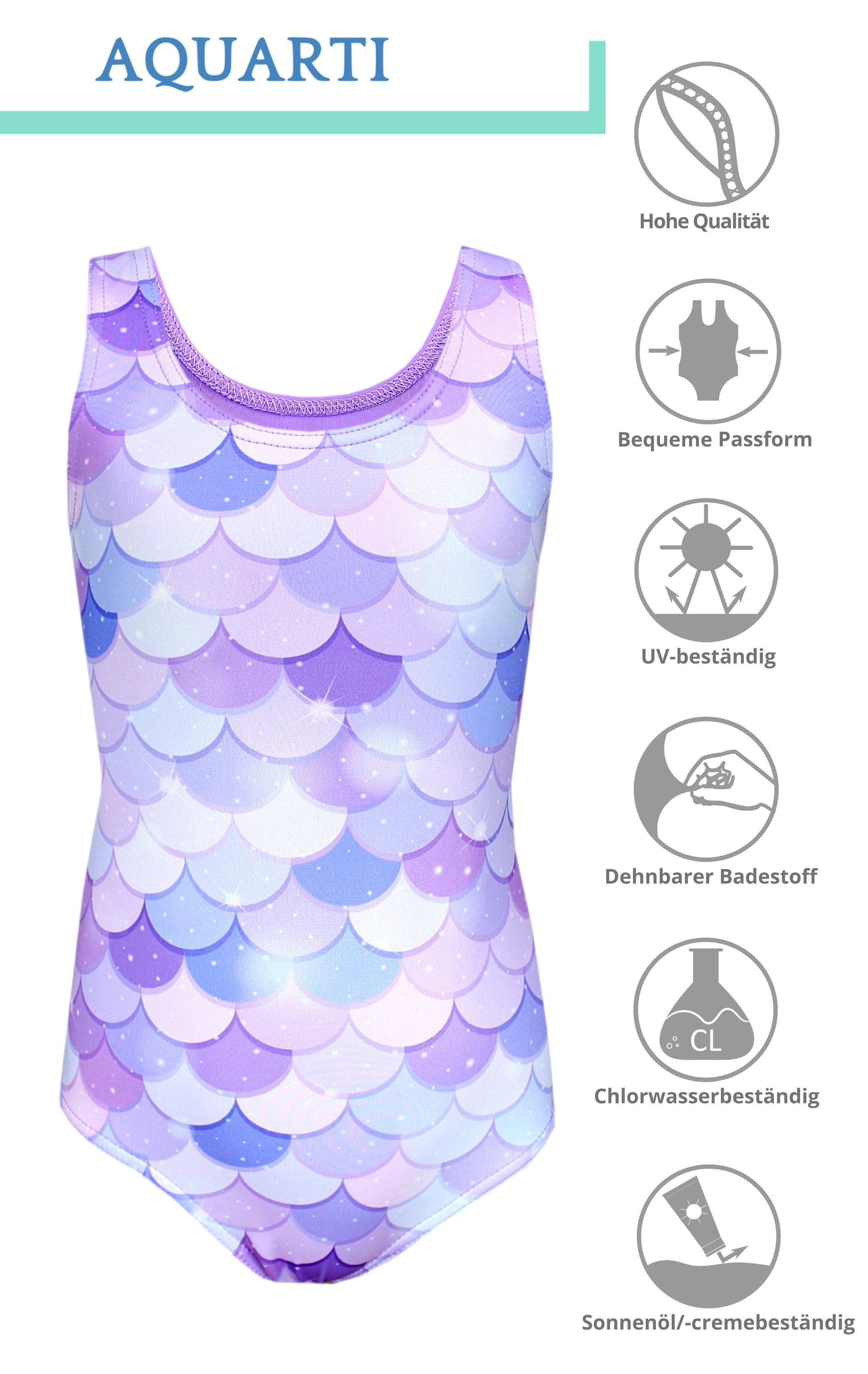 AQUARTI Badeanzug »Badeanzug Mädchen Badeanzug mit Ringerrücken Print«
