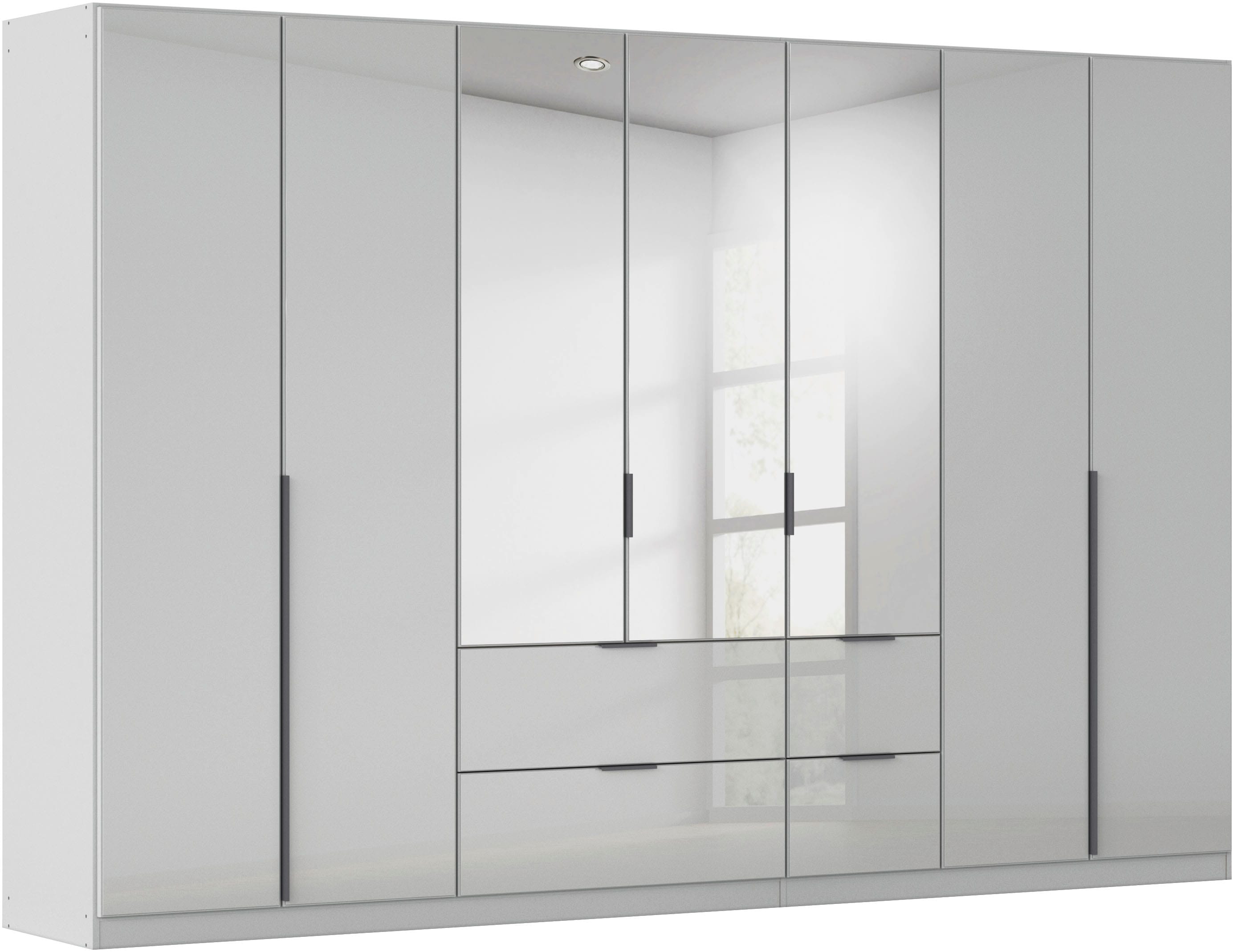 OTTO home Drehtürenschrank "Kleiderschrank Kleiderschränke Schrank Garderobe AGORDO mit Glasfront" in zwei Griff-Farben, Breiten 91-360 cm, mit Außenschubkästen, in 7 Breiten und 2 Höhen MADE IN GERMANY