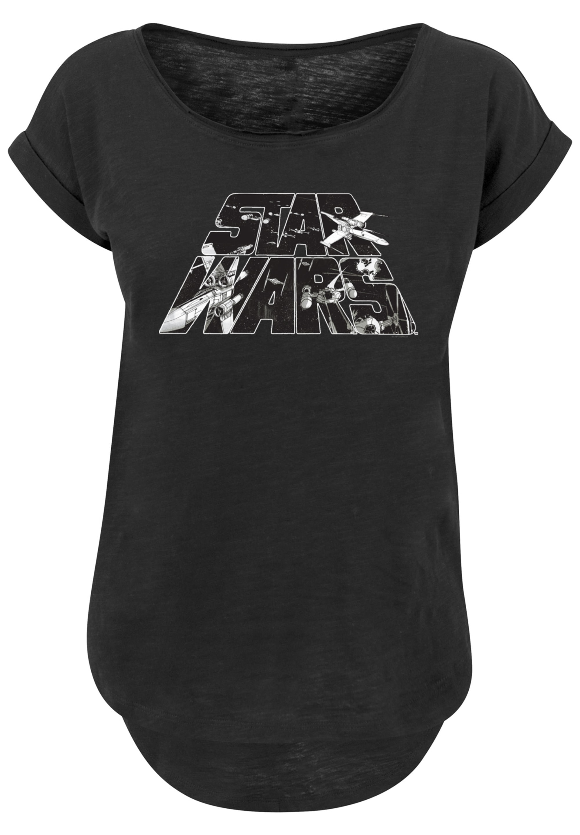 F4NT4STIC T-Shirt »Long Cut T-Shirt Star Wars Logo Space Sketch«, Damen,Premium Merch,Lang,Longshirt,Bedruckt