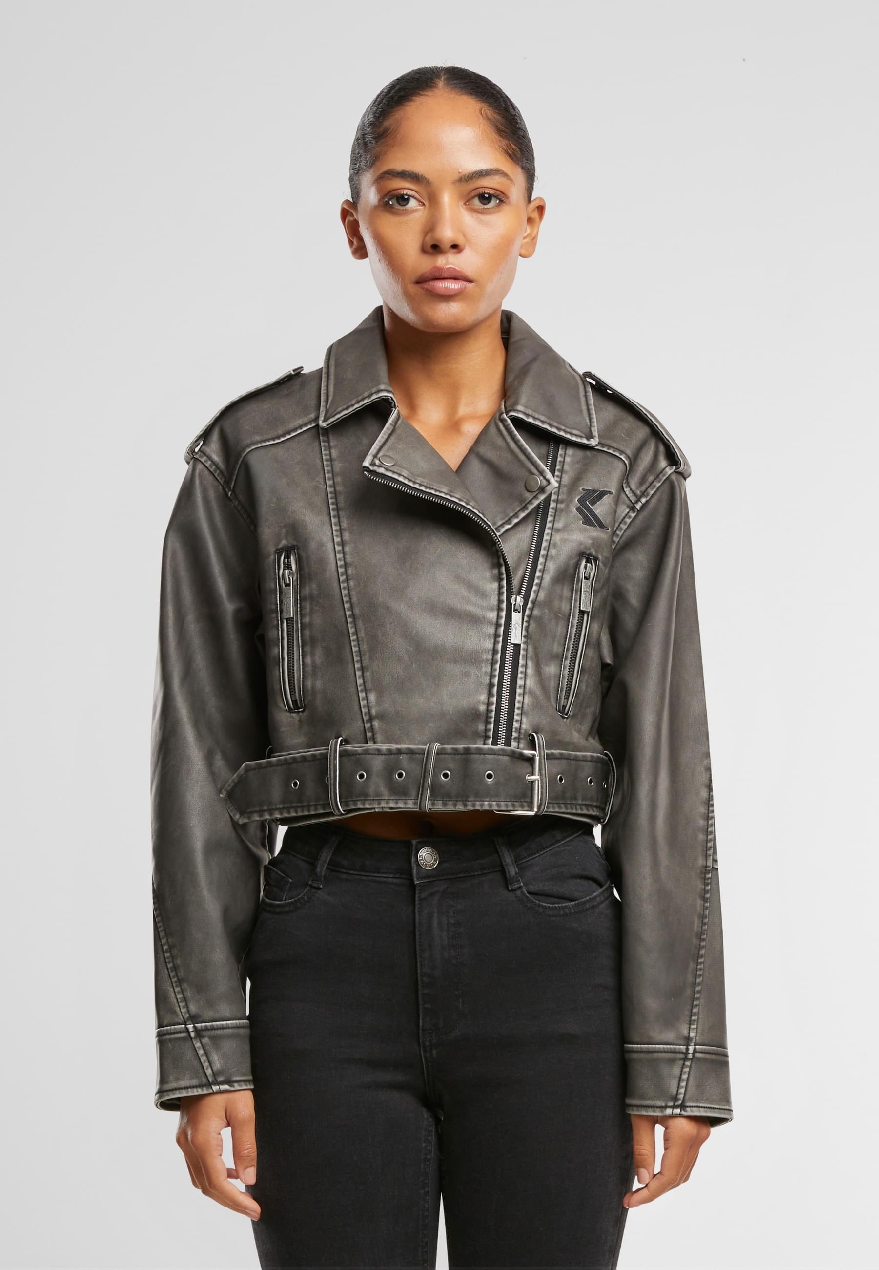 Karl Kani Winterjacke »Karl Kani Karl Kani OG Short OS Pu Biker Jacket«, (1 St.), ohne Kapuze