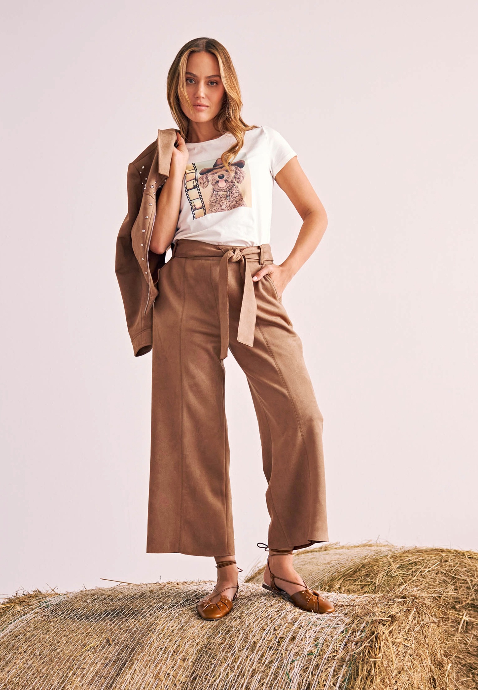 Zero Stoffhose »zero Damen Hose in Wildlederoptik 26 Inch«, Gürtel