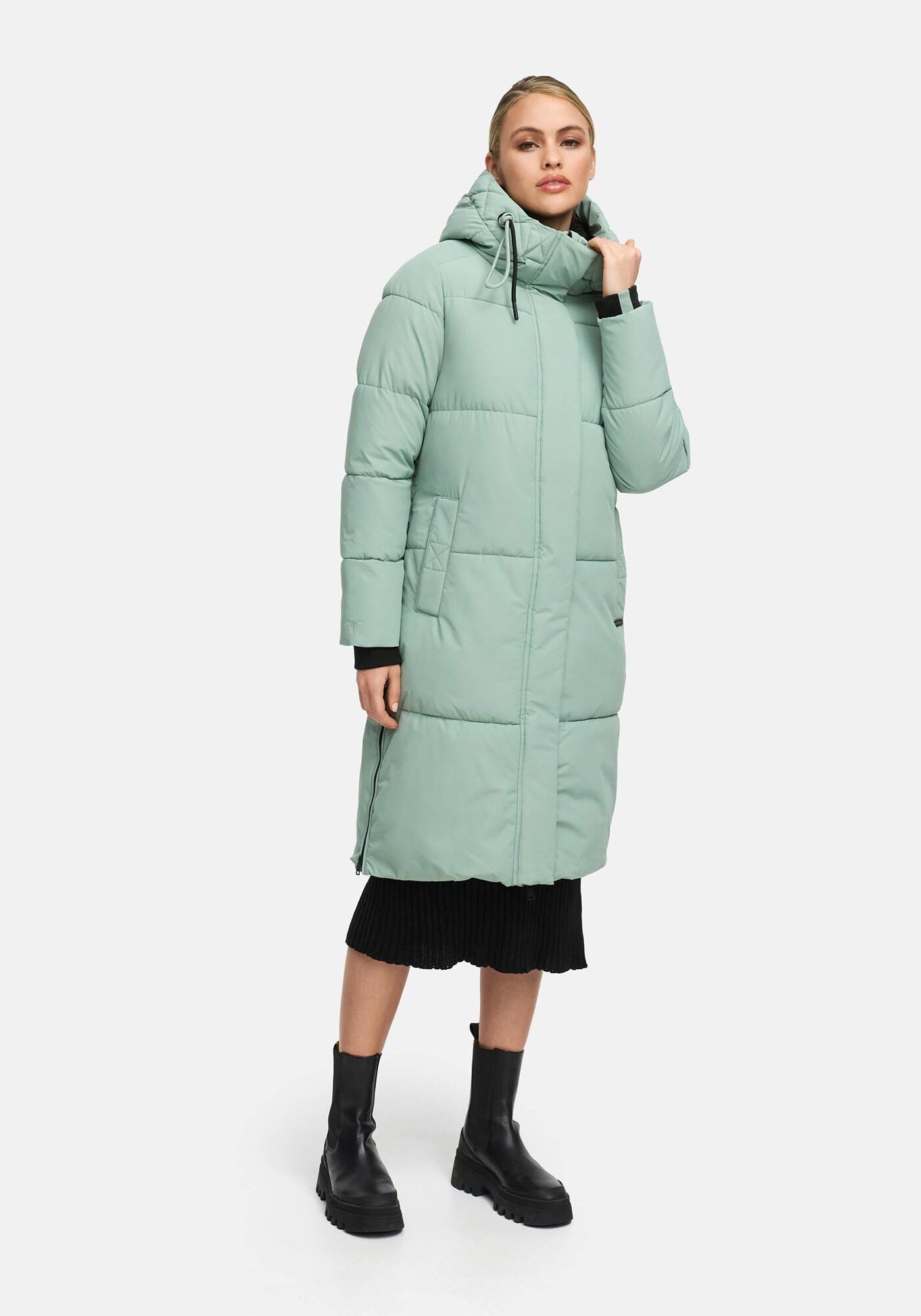 Winterjacke MARIKOO "Michikoo", Damen, Gr. S, smokeymint, Obermaterial: 100% Polyester; Futter: 100% Polyester; Wattierung: 100% Polyester; Ärmelfutter: 100% Polyester, Jacken Winterjacke, Extra langer Schnitt mit seitlichen Belüftungsöffnungen 3