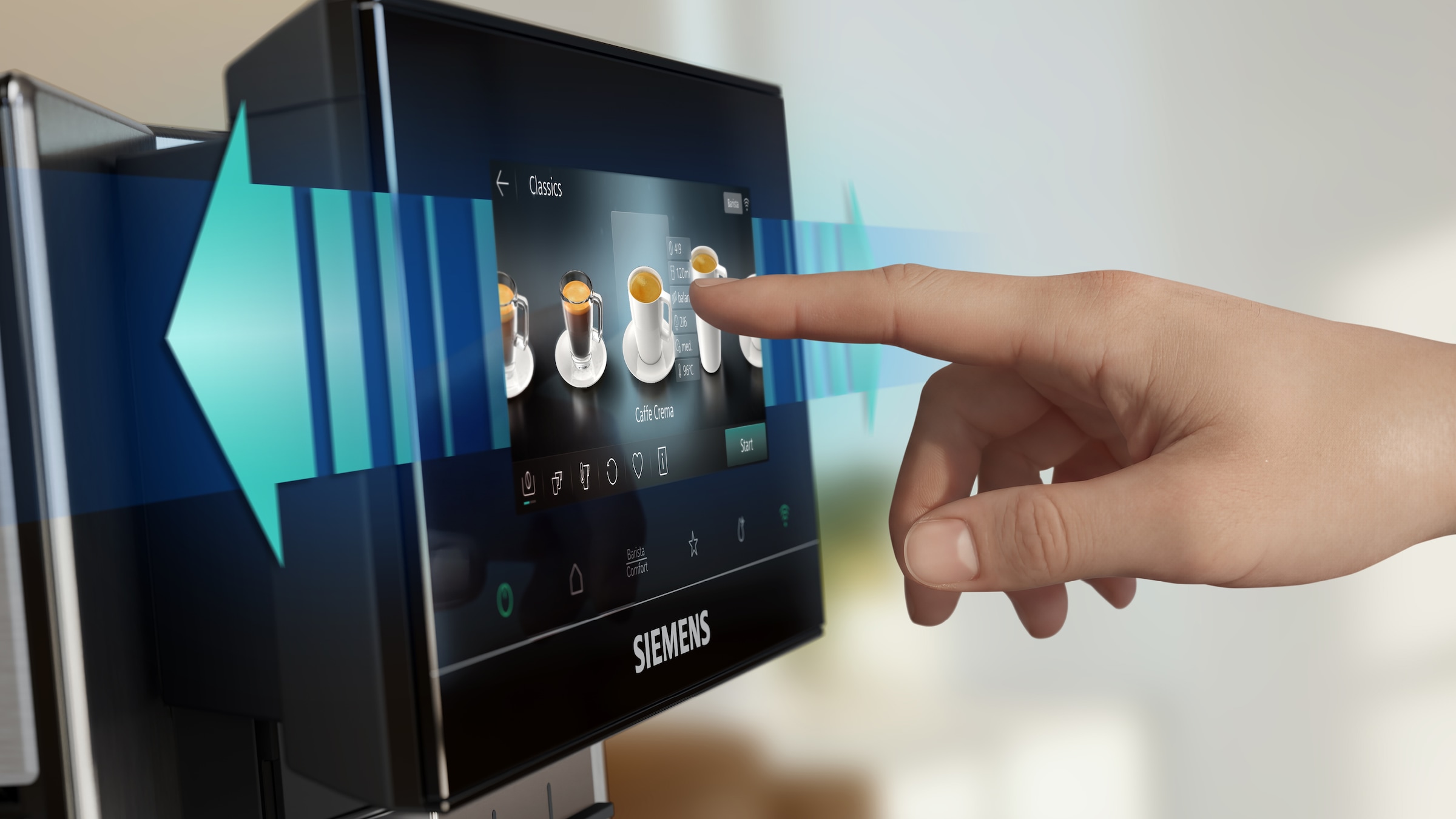 SIEMENS Kaffeevollautomat »EQ900 TQ927E03, 2 Bohnenbehälter, 41 versch. Getränke, XL-Getränke« farbiges 6.8'' TFT-Display, individuelle Aromaeinstellung, Edelstahl