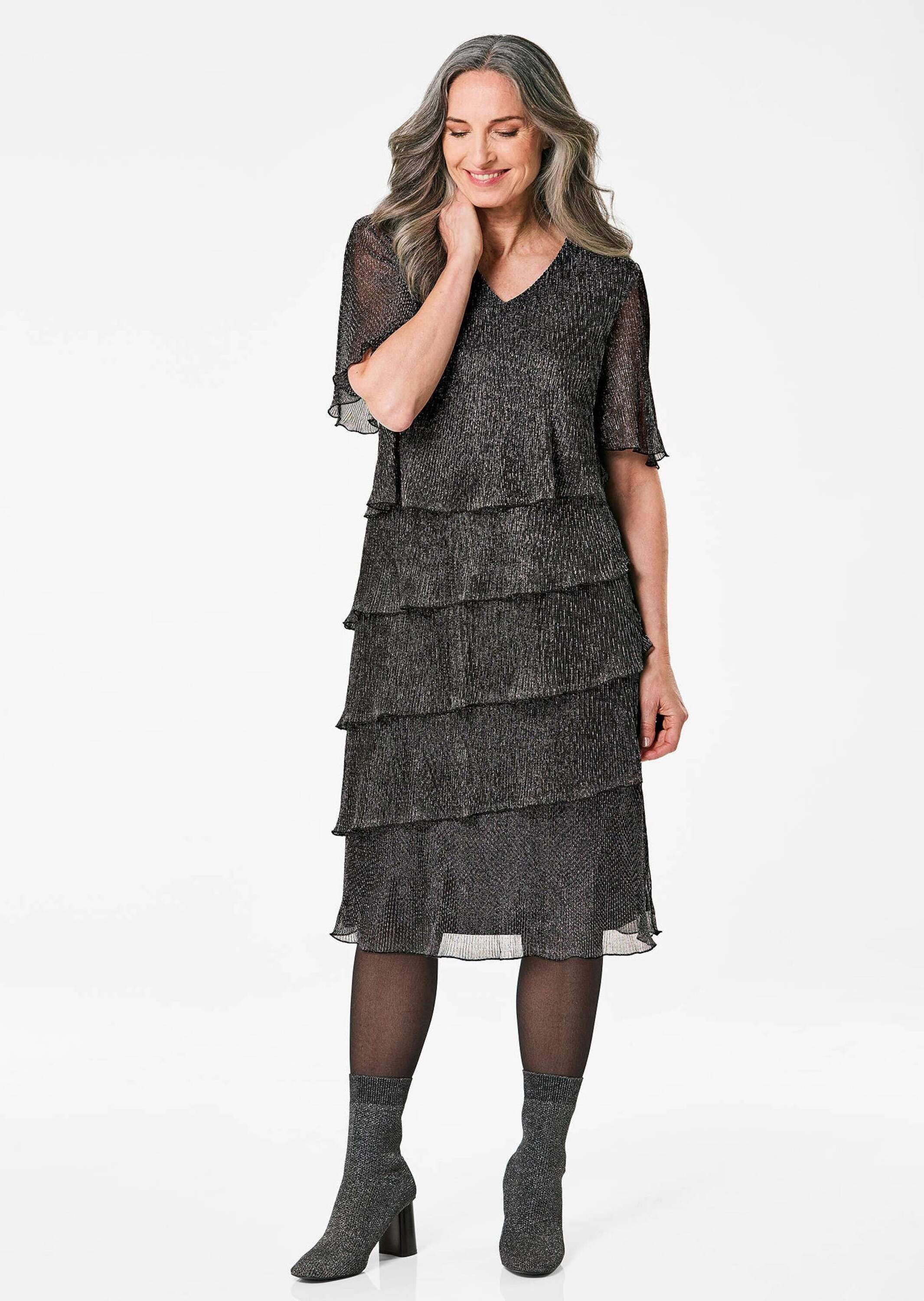 GOLDNER Abendkleid "Elegantes Abendkleid mit Glanz-Effekt" Glänzender Pliss günstig online kaufen