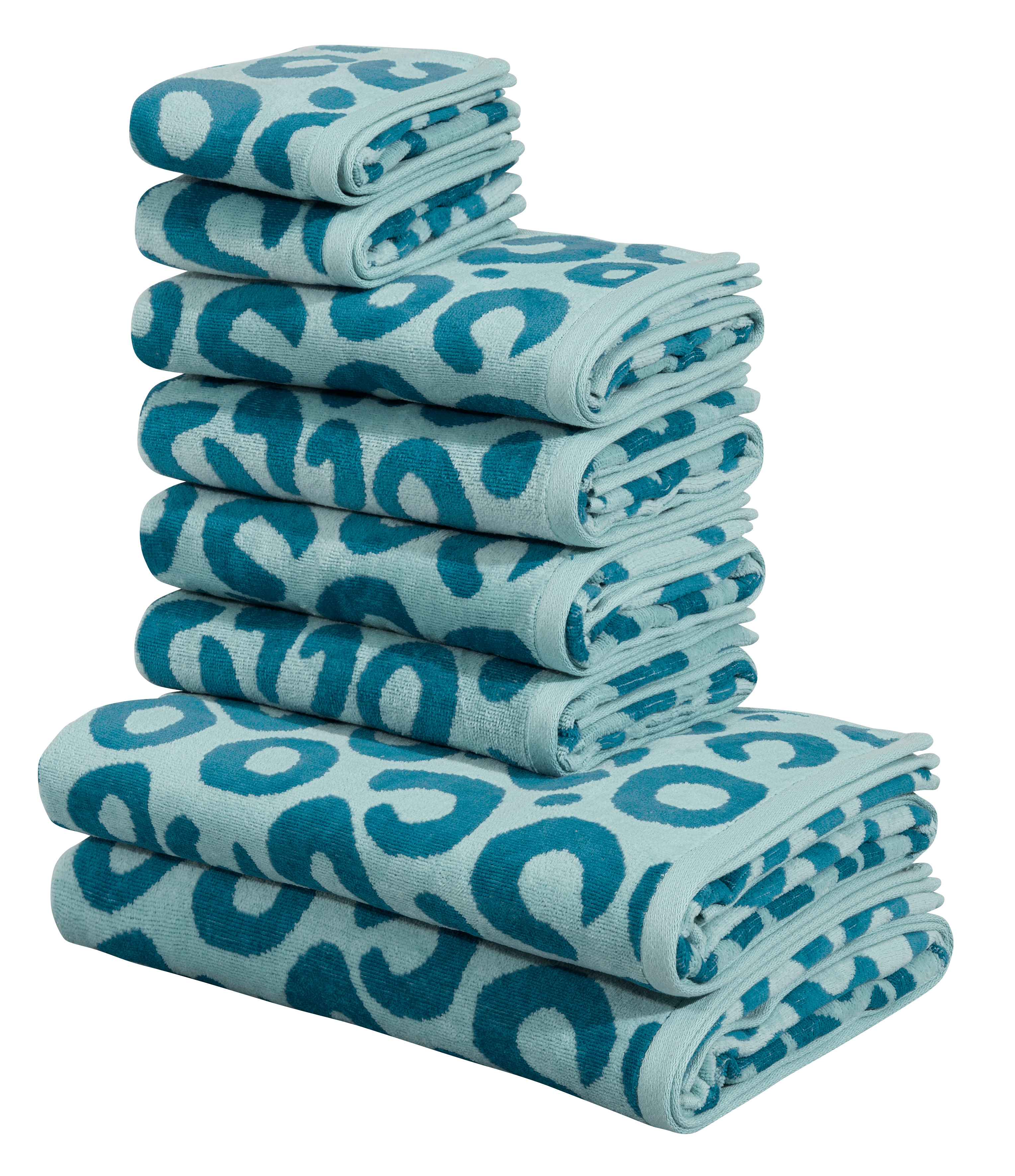 OTTO home Handtuch Set "Anna Leopardenmuster, 8-tlg Handtuch-Set, 100% Baumwolle" Set 8 tlg. Frottiervelours Duschtücher, Handtücher und Gästetücher, weich, modern, Animal Print
