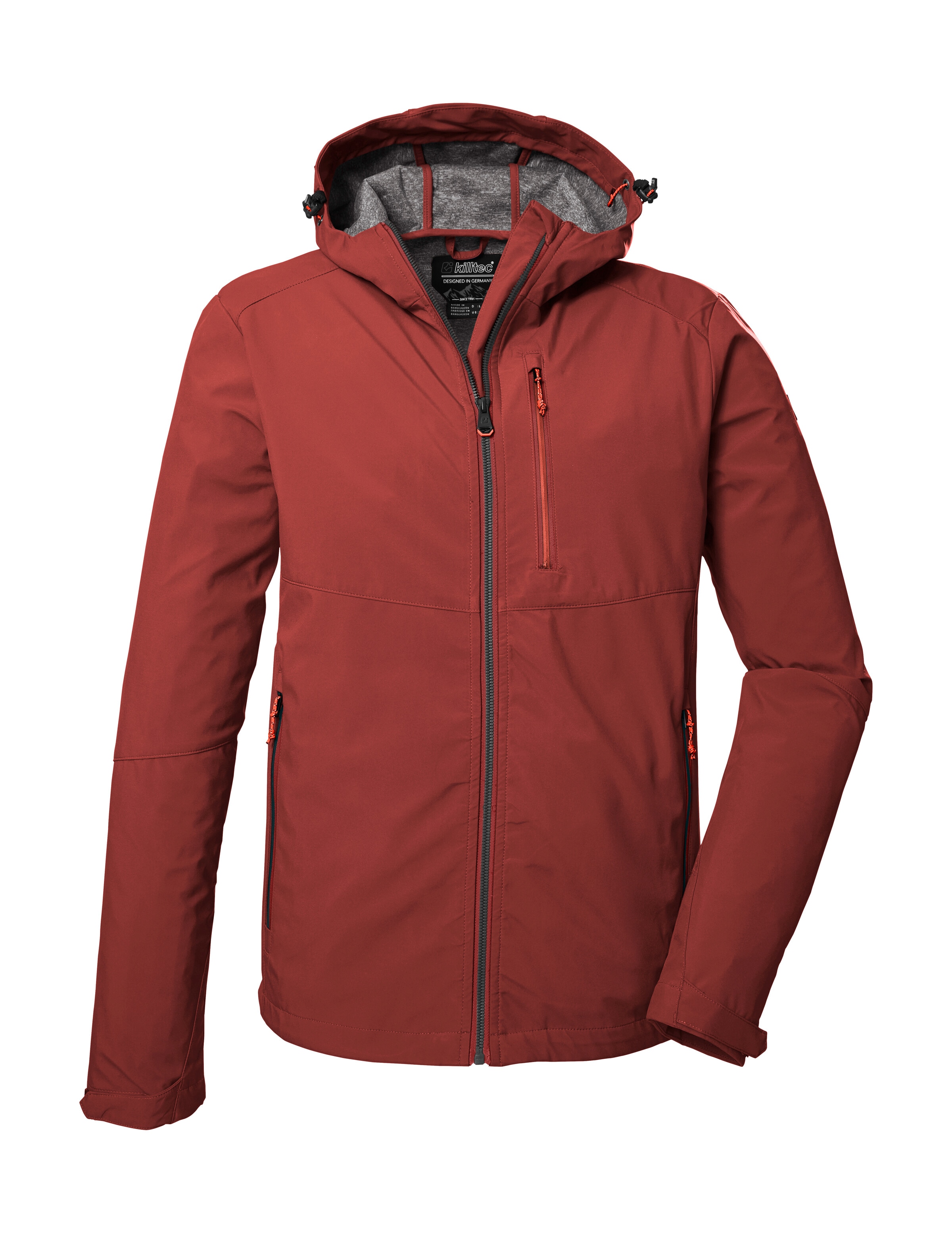 Softshelljacke KILLTEC "KOS 259 MN SFTSHLL JCKT", Herren, Gr. M, ocker, Oberseite: 100% Polyester;Rückseite: 100% Polyester;Futter: 100% Polyester, Jacken Softshelljacke, Wasserabweisende Softshelljacke mit verstellbarer Kapuze