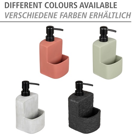 WENKO Spülmittelspender »Modell Festival«, aus Keramik, Soft-Touch Beschichtung, mit Spülschwamm-Fach, 380 ml