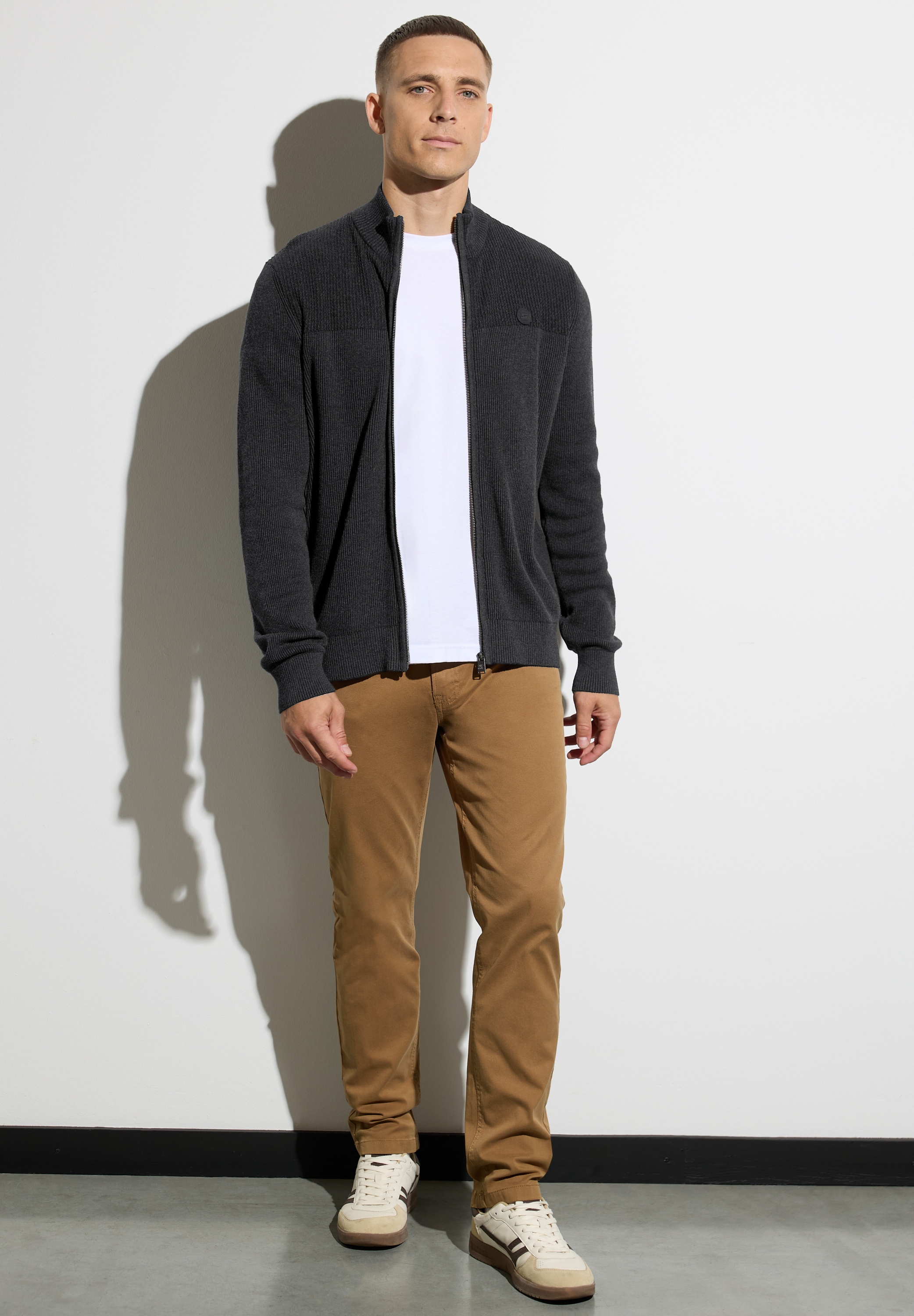 STREET ONE MEN Strickjacke, aus reiner Baumwolle