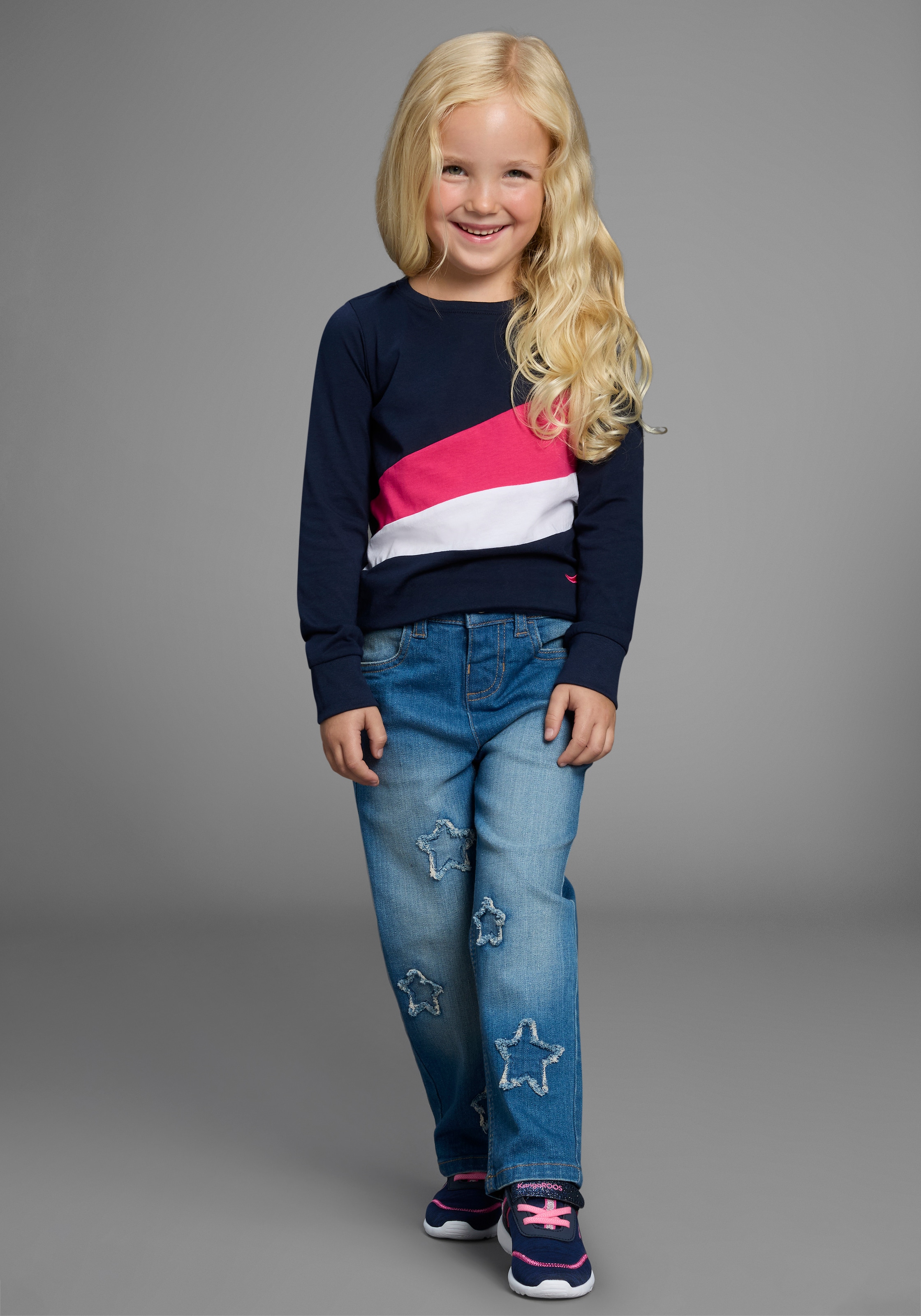 KangaROOS Stretch-Jeans »Stretchjeans mit Applikation«, Jeans mit süßen Sternen-Aufnähern