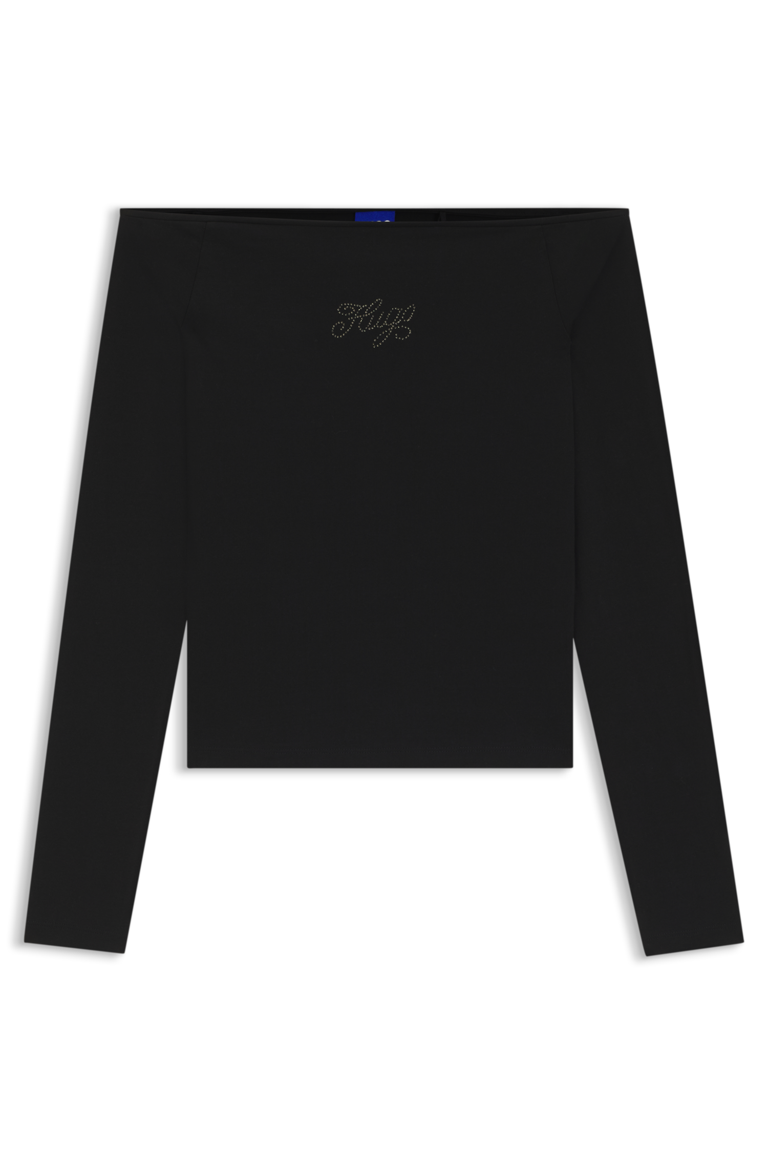 HUGO Blue Langarmshirt »Dolder«, schulterfrei, mit Strasssteinbesatz vorn