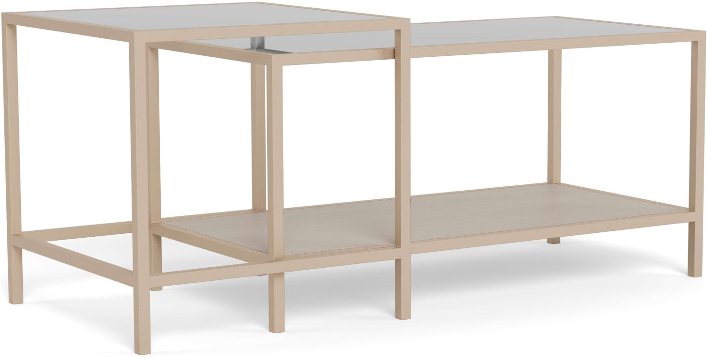ACTONA GROUP Couchtisch "Seaford Kaffeetisch, Wohnzimmertisch" Couchtisch-Set mit Glas & Melamin, 2 Tische, 90x50x50 cm
