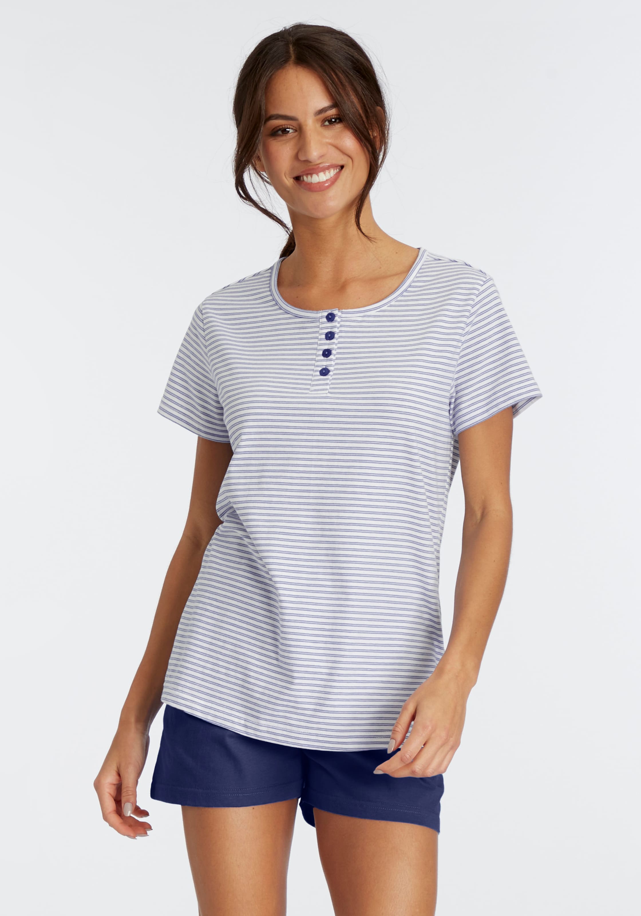 Vivance Dreams Shorty, 2 Stk. mit garngefärbten Streifen günstig online kaufen