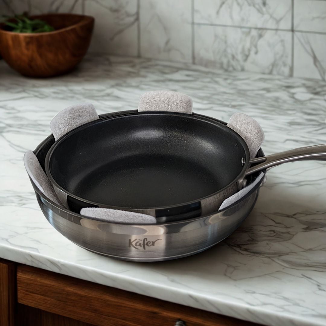 Käfer Pfannenschoner Topf- und Pfannenuntersetzer, 3er-Set, Ø 38 cm, schützt, flexibel, waschbar, platzsparend