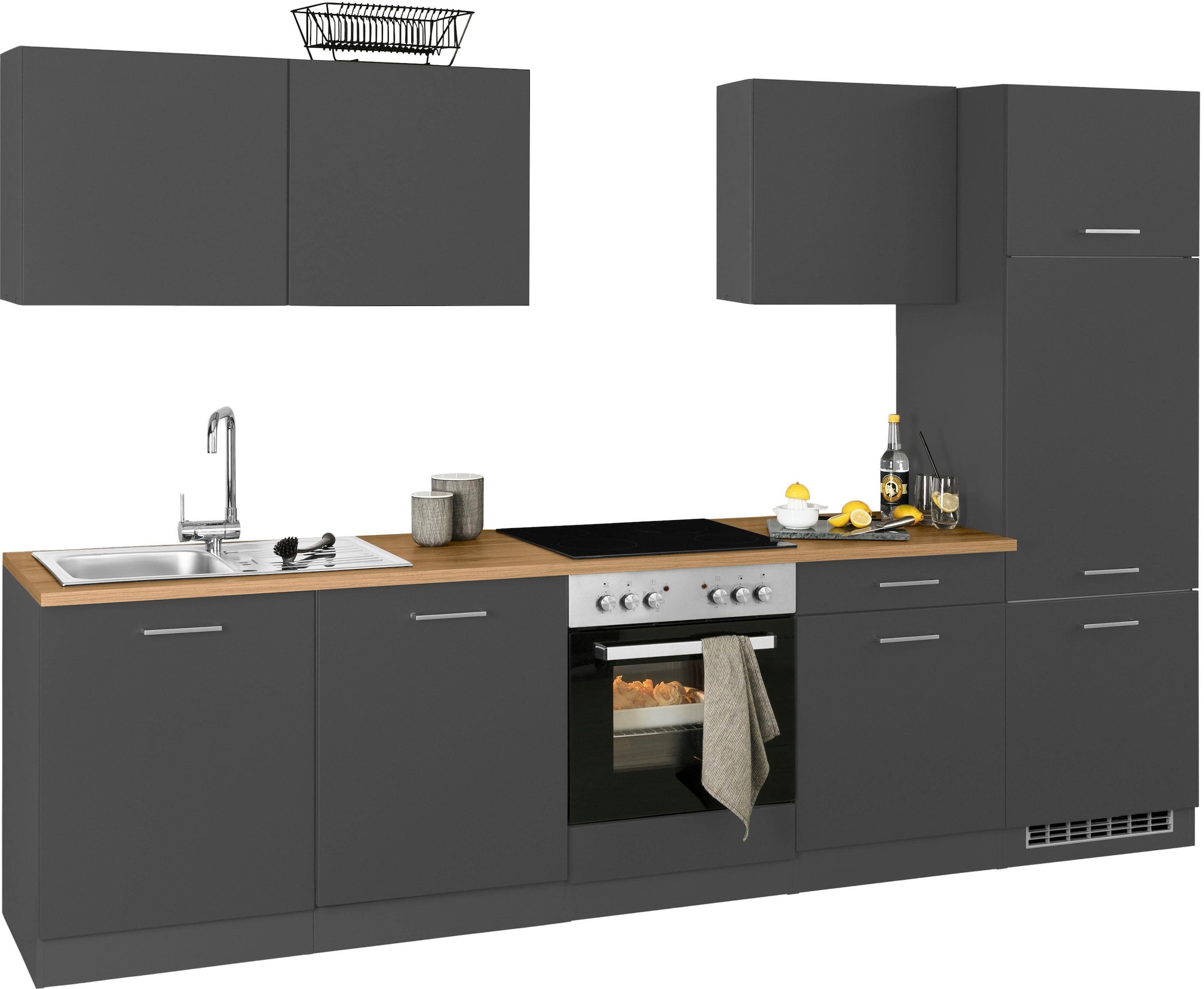 KOCHSTATION Küchenzeile »KS-Kehl«, ohne E-Geräte, Breite 300 cm, für Kühlschrank