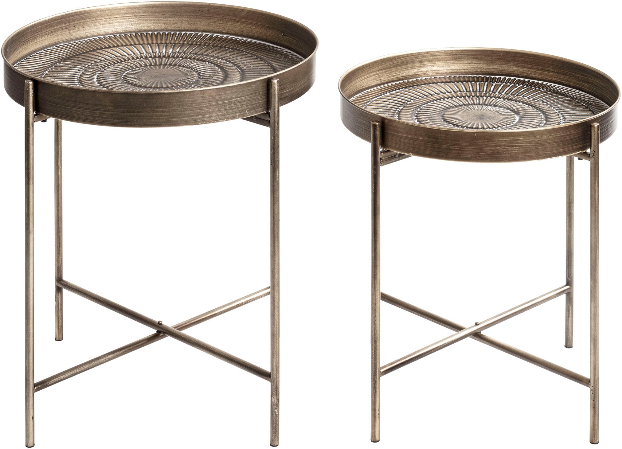 HAKU Beistelltisch »Sofatisch, Wohnzimmertisch« Set, 2er Set, 2 Stk. tlg. rund - aus Metall Kupfer - Ø/H 42/49 und 48/56 cm