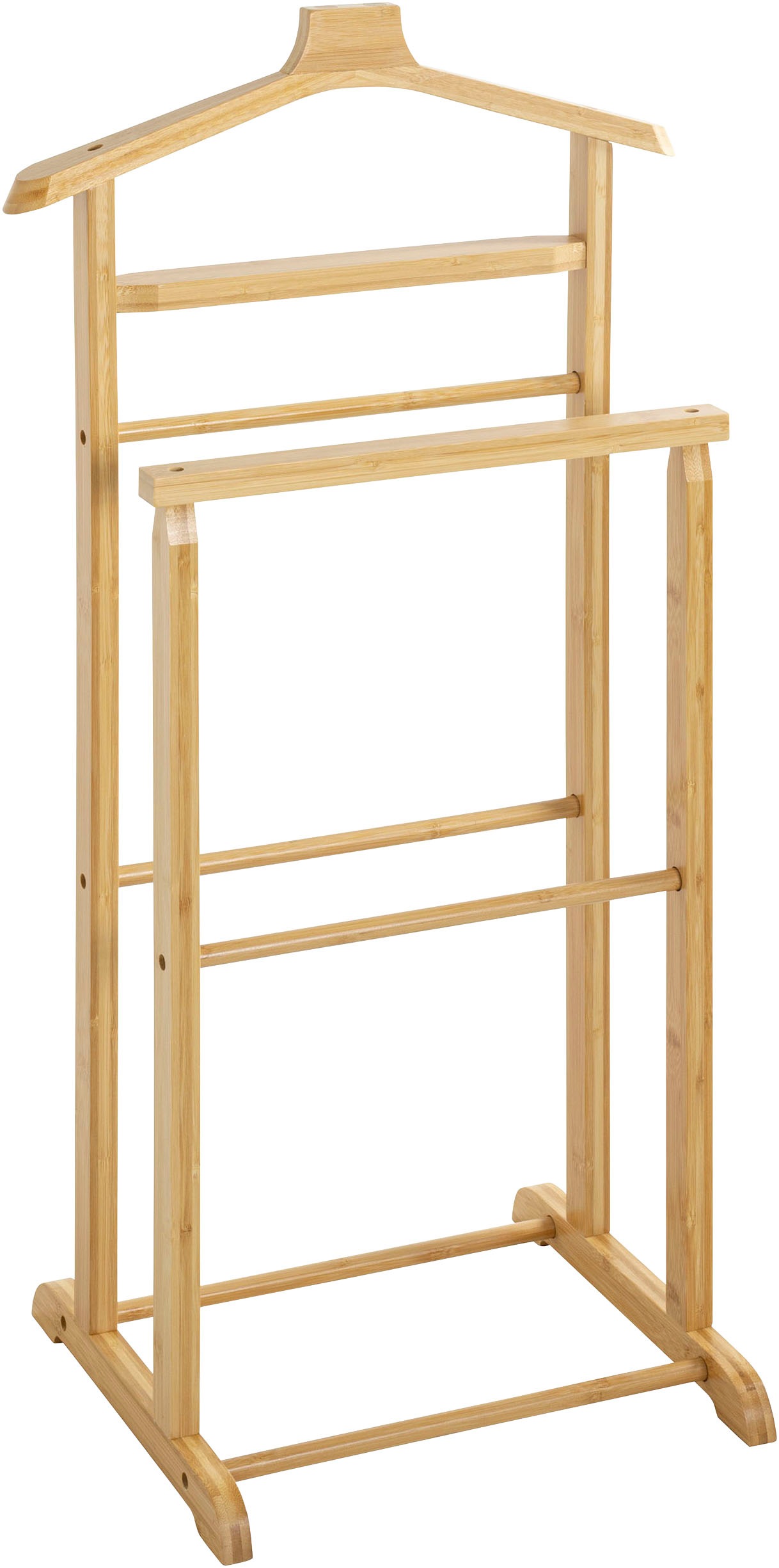 HAKU Herrendiener "Anzugständer, Dressboy, Kleiderboy, Kleiderbutler, Stiller Diener" freiform - aus Bambus natur -B/T/H 48/35/96 cm