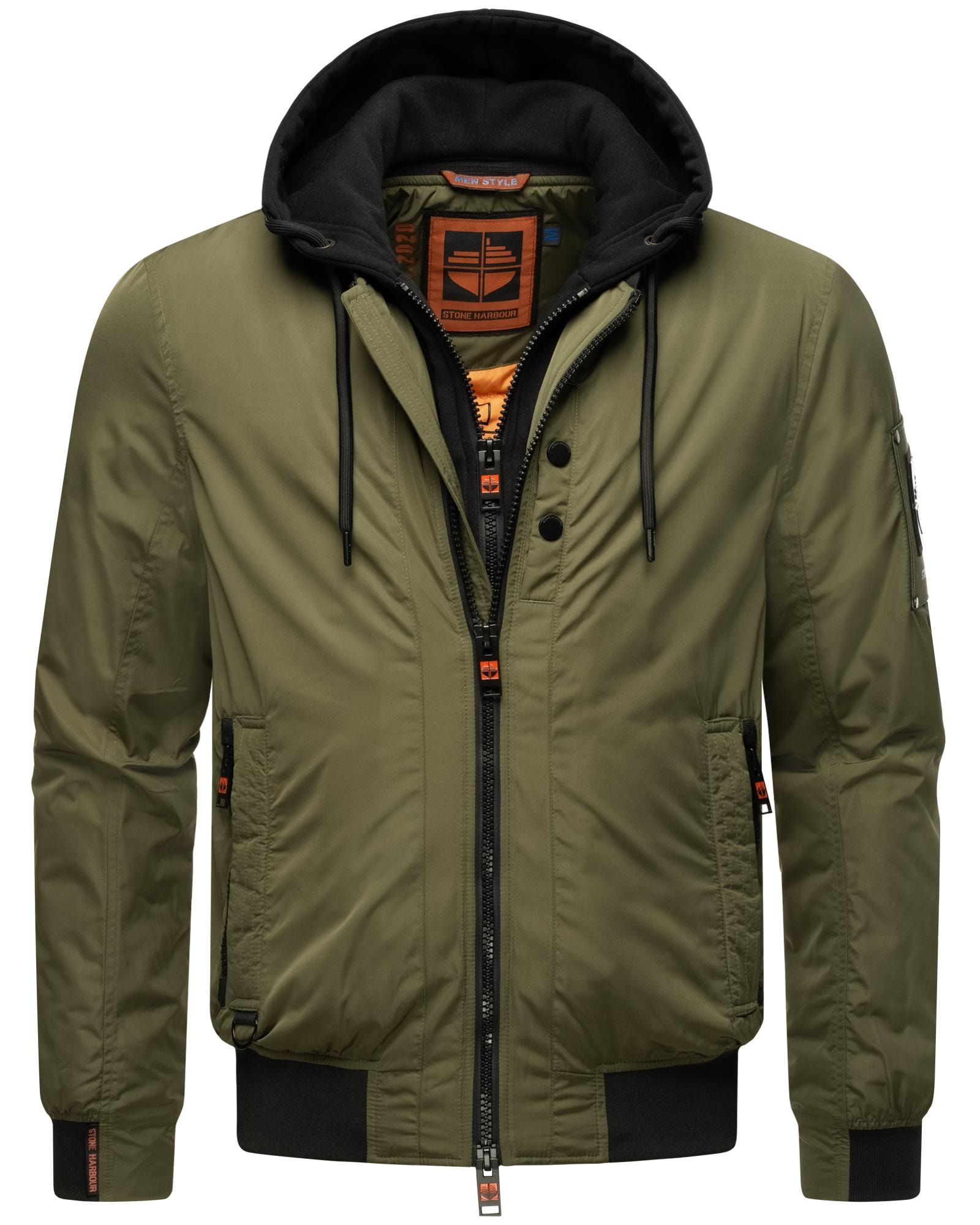 Stone Harbour Bomberjacke »Hoobo«, mit Kapuze, Stylische Herren Fliegerjacke mit abnehmbarer Innenjacke