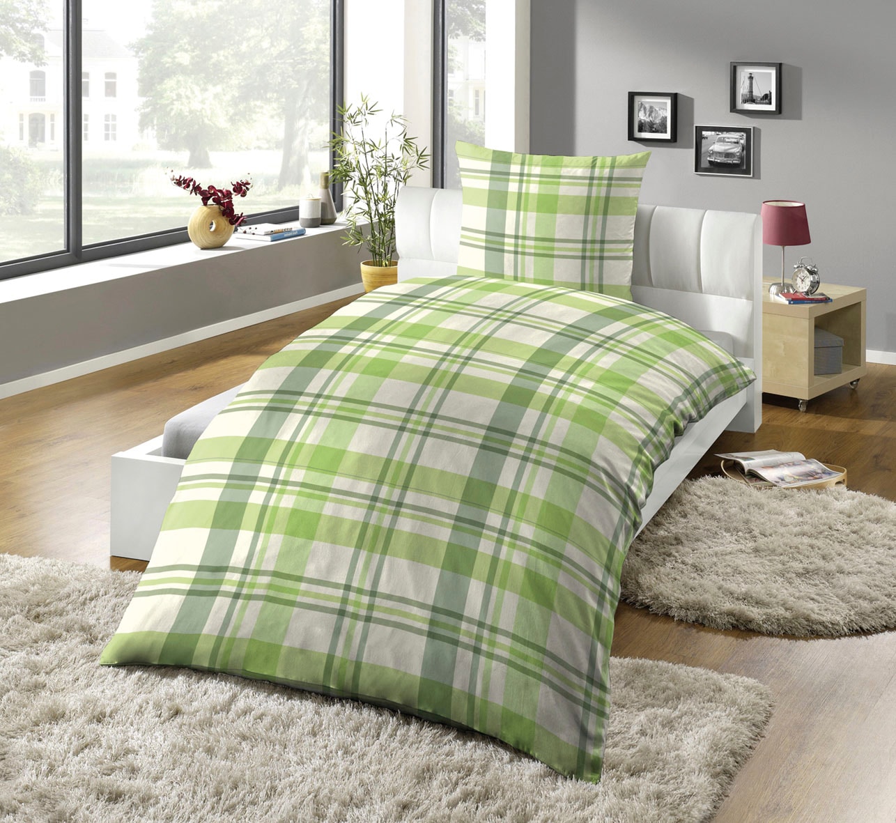 KiNZLER Bettwäsche "Poly-Cotton "Emil"" 2 Stk. kariert, bedruckt, pflegelei günstig online kaufen