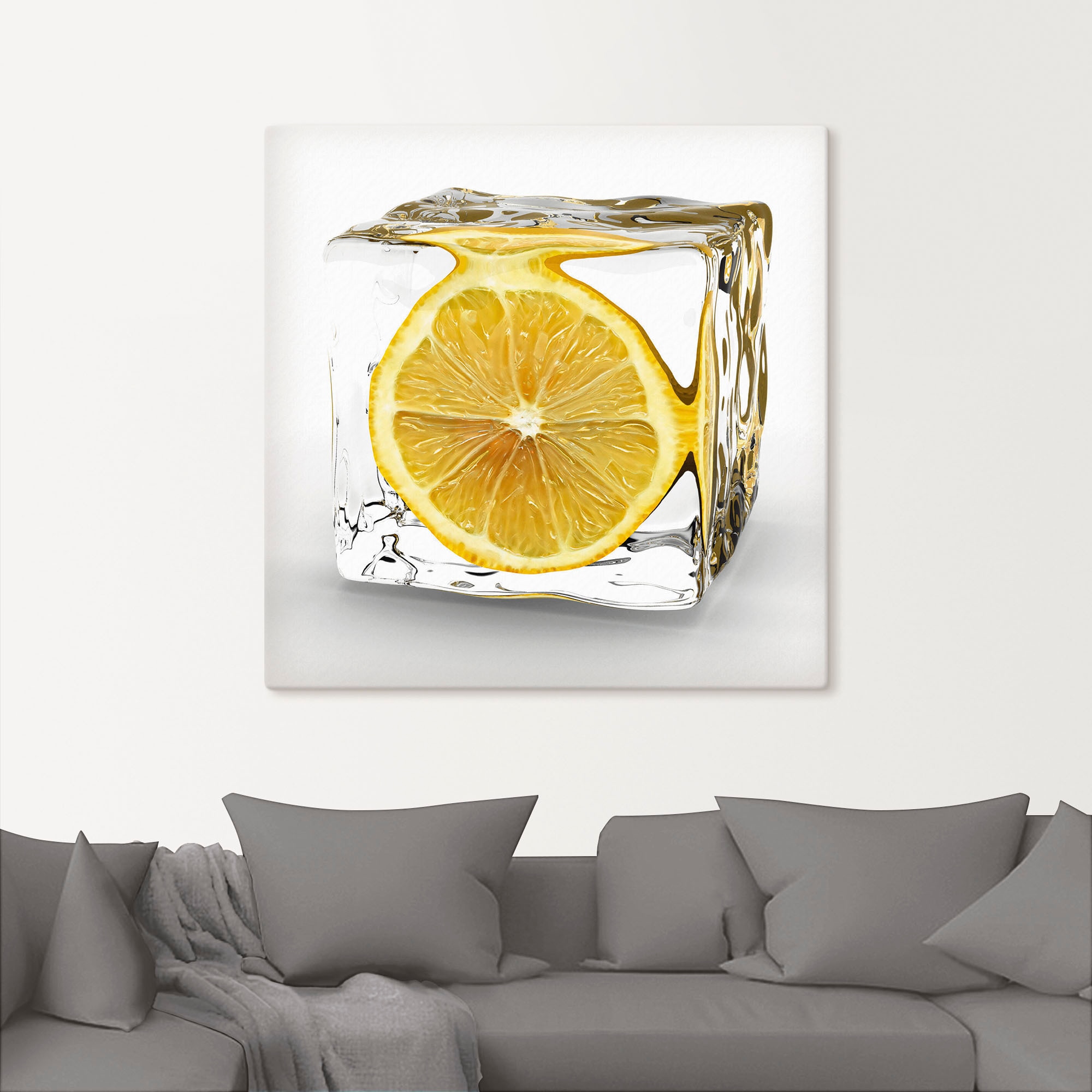 Artland Wandbild »Zitrone im Eiswürfel«, Lebensmittel, | Größen BAUR Leinwandbild, Alubild, als Poster (1 Wandaufkleber in oder versch. St.), kaufen