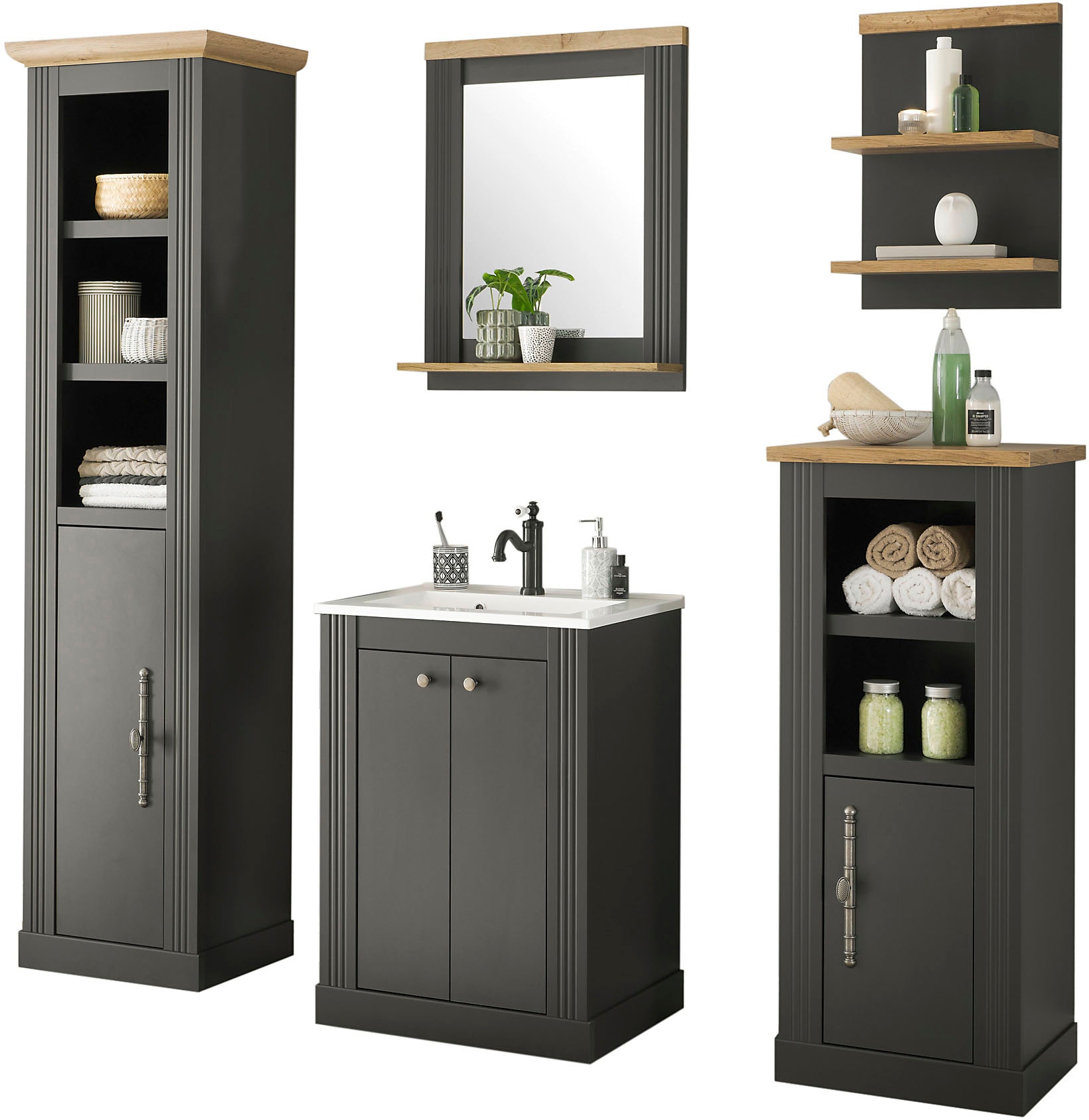 Home affaire Badmöbel-Set "WESTMINSTER, Bad im Landhausstil, 5-teiliges Bad günstig online kaufen